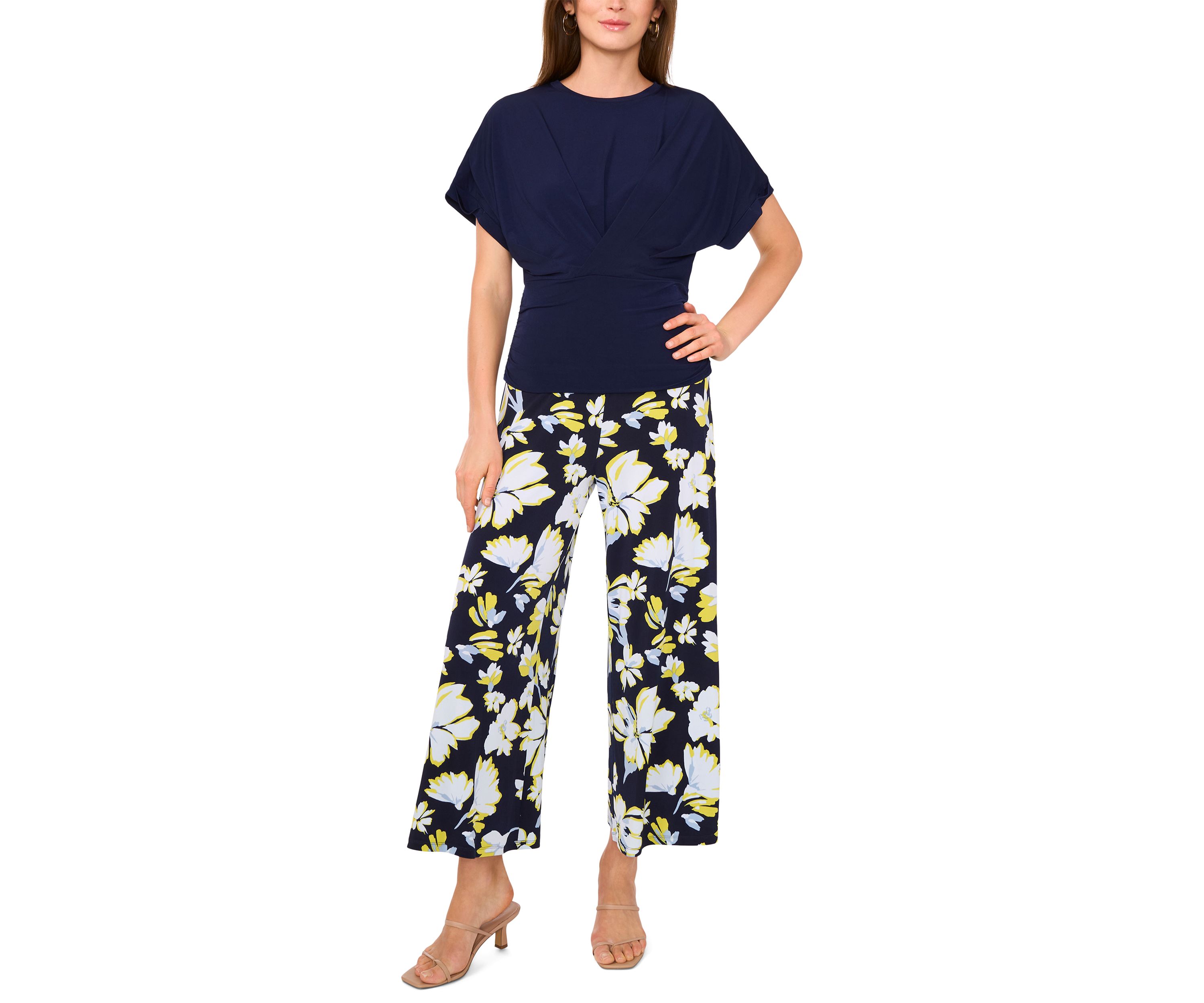 Womens Cropped Floral Printed Pants