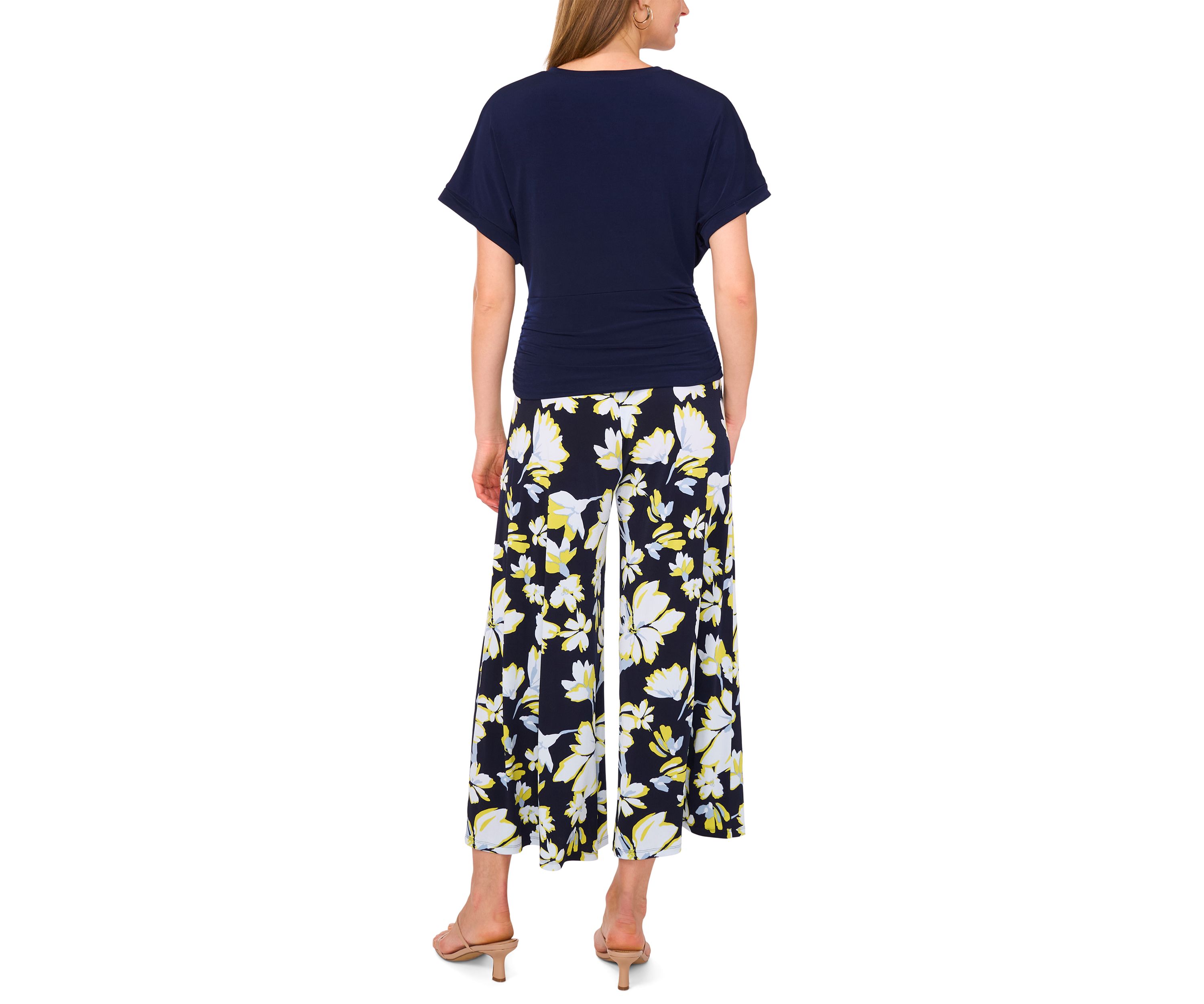 Womens Cropped Floral Printed Pants