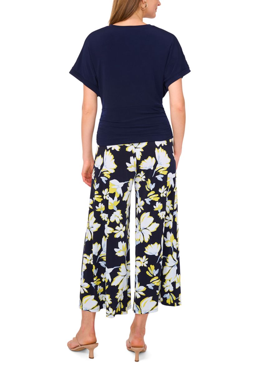 Womens Cropped Floral Printed Pants