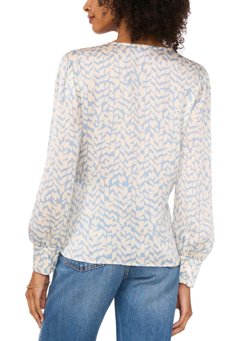 Womens Chevron Printed V-Neck Blouse