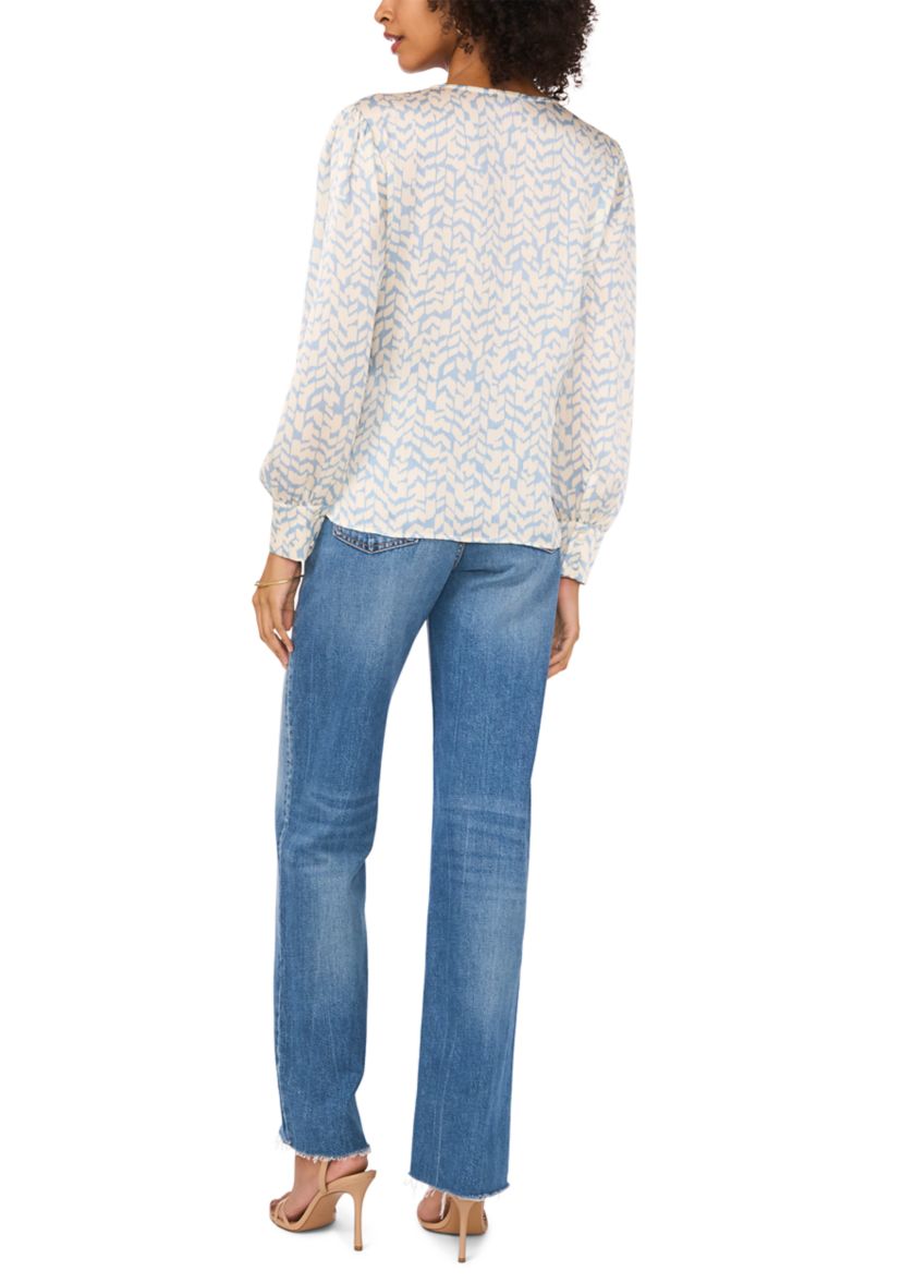 Womens Chevron Printed V-Neck Blouse