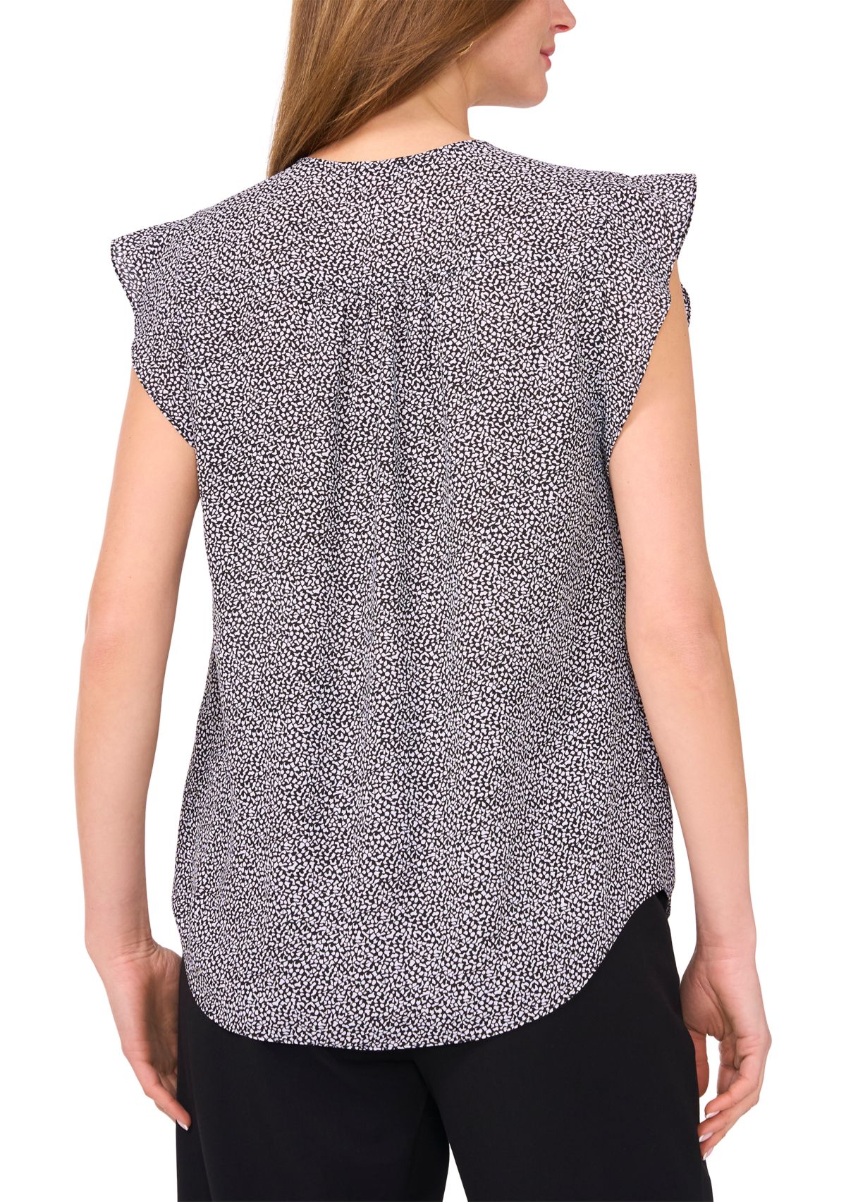 Womens Flutter Sleeve Printed Blouse