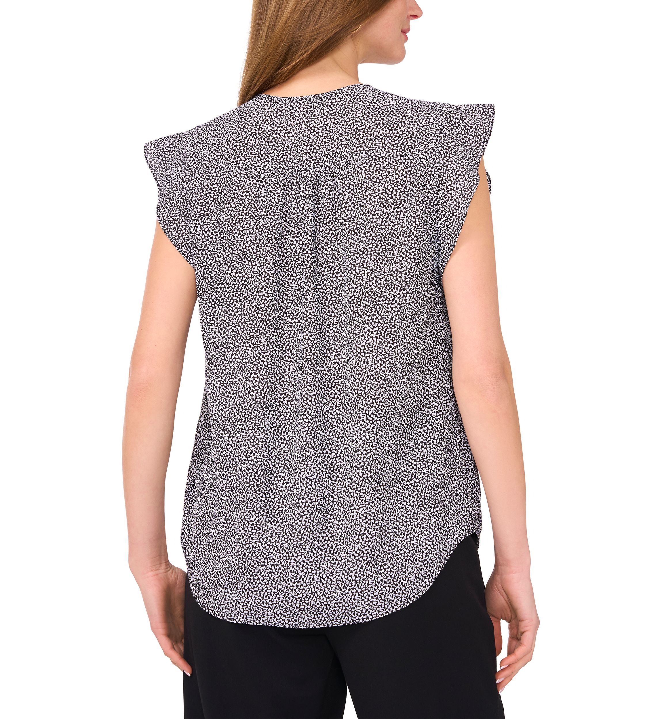 Womens Flutter Sleeve Printed Blouse