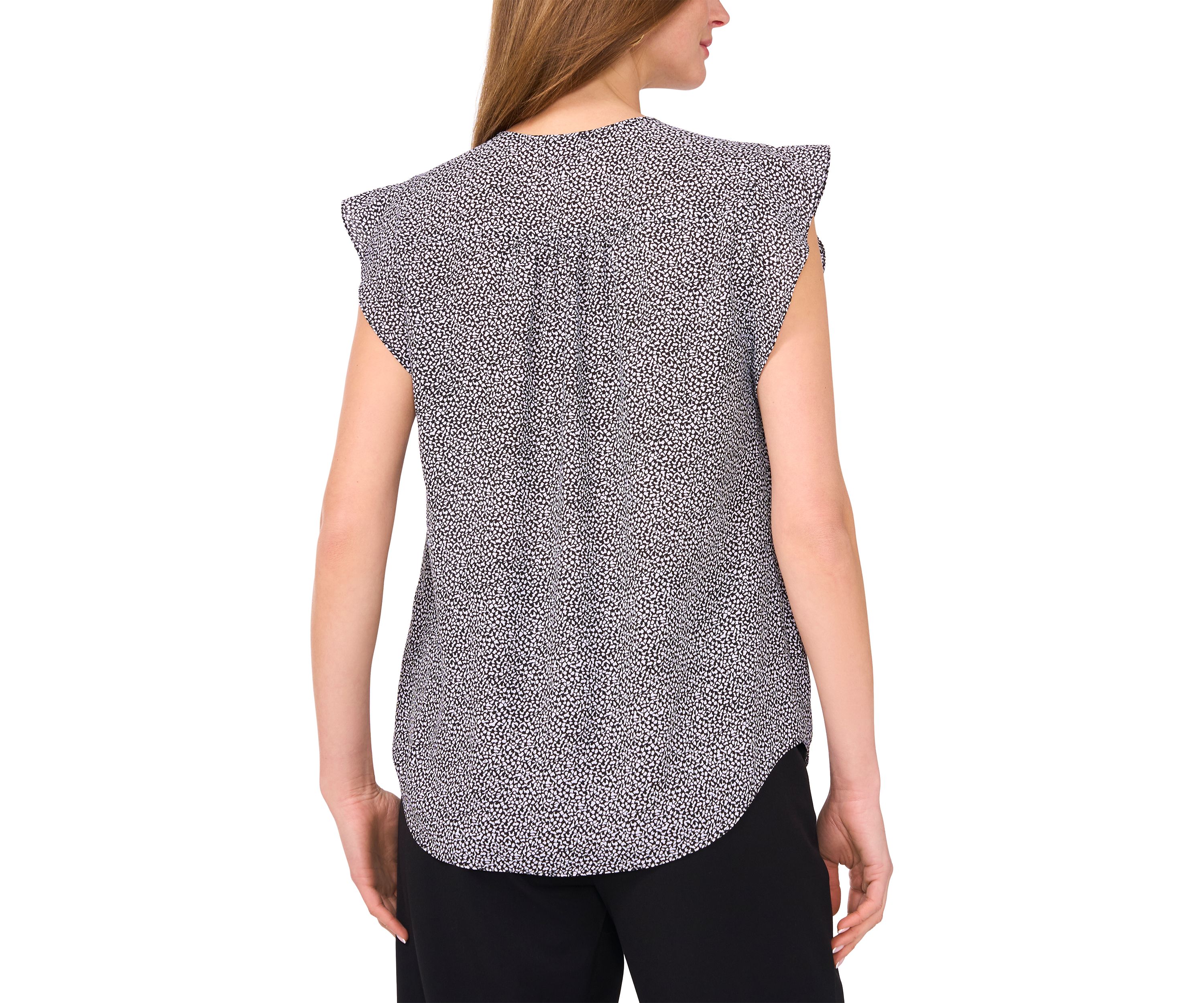 Womens Flutter Sleeve Printed Blouse