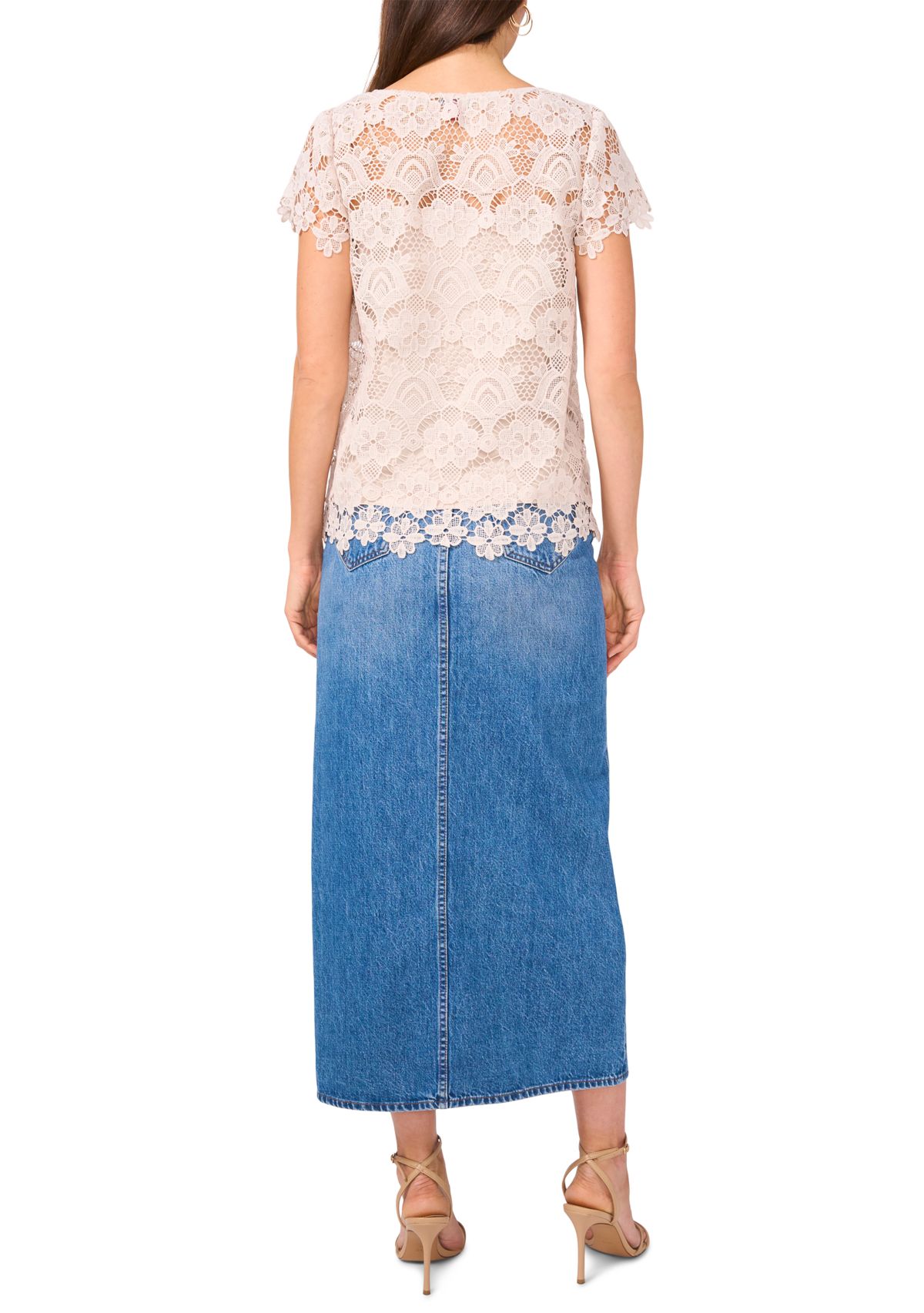 Womens Short Sleeve Lace Blouse