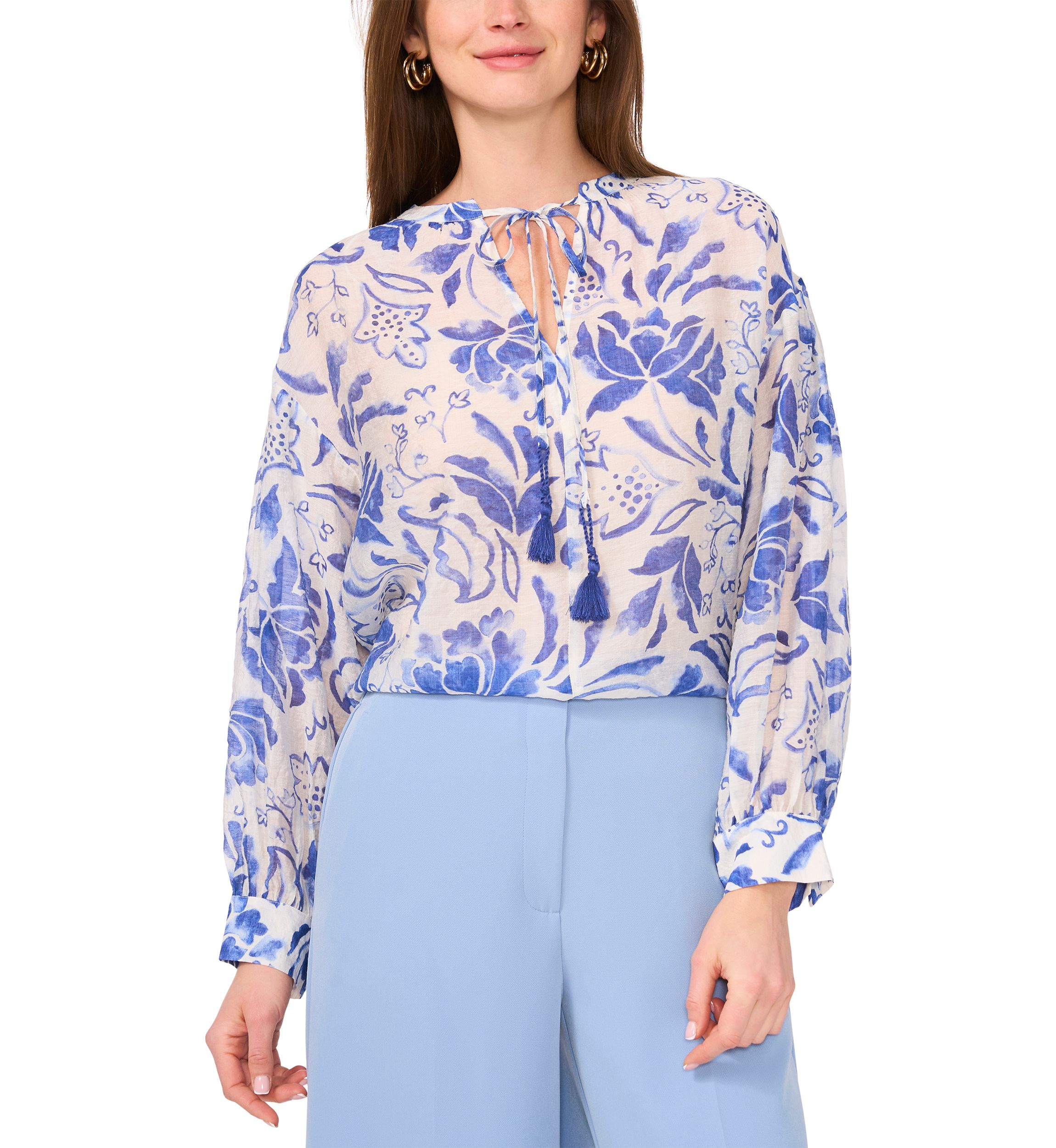 Womens Drop Shoulder Printed Blouse