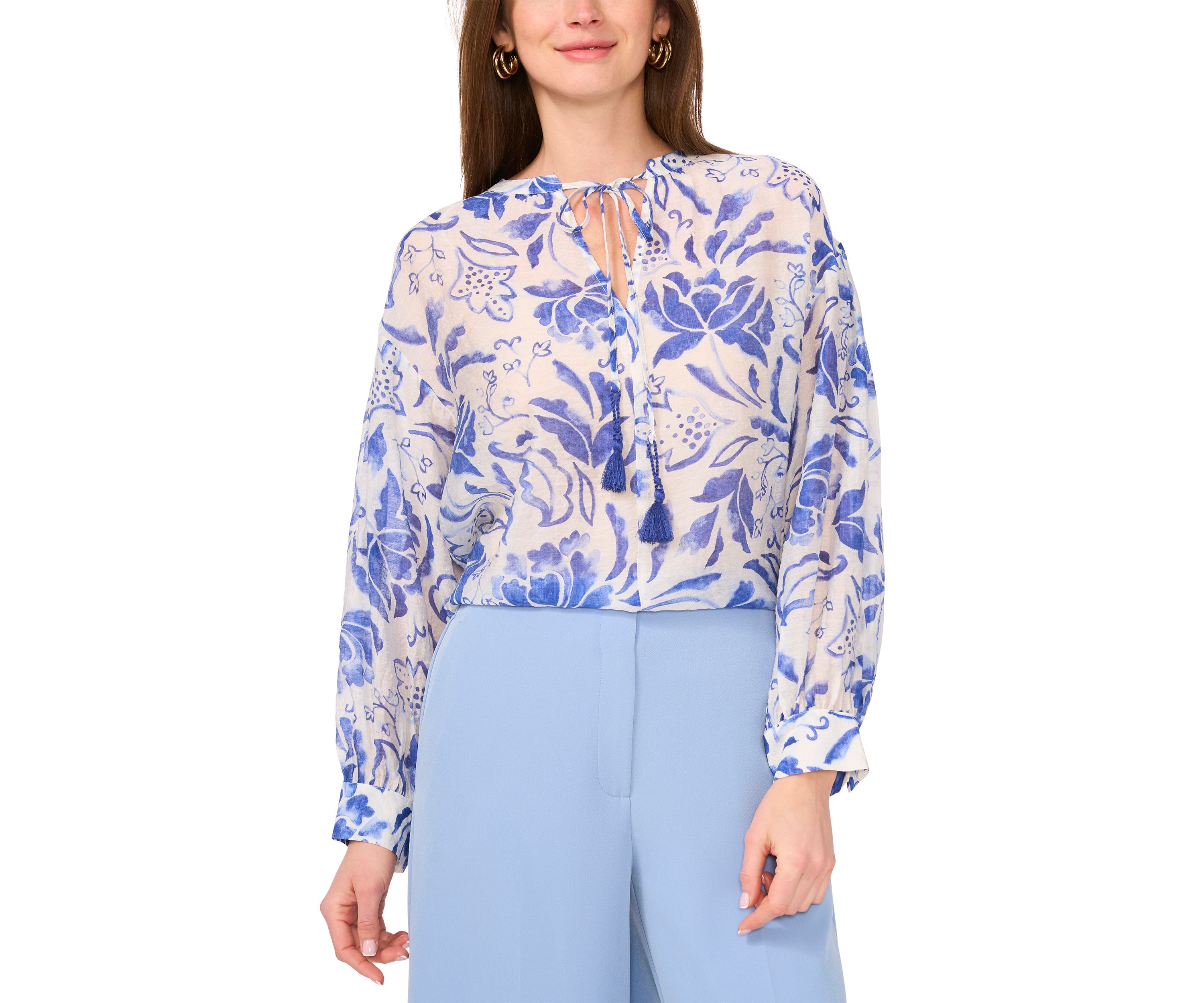 Womens Drop Shoulder Printed Blouse