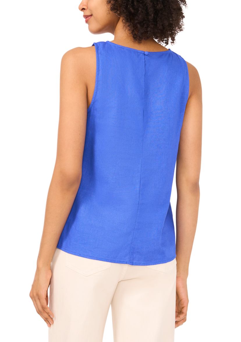 Womens Crew Neck Linen Blend Tank 