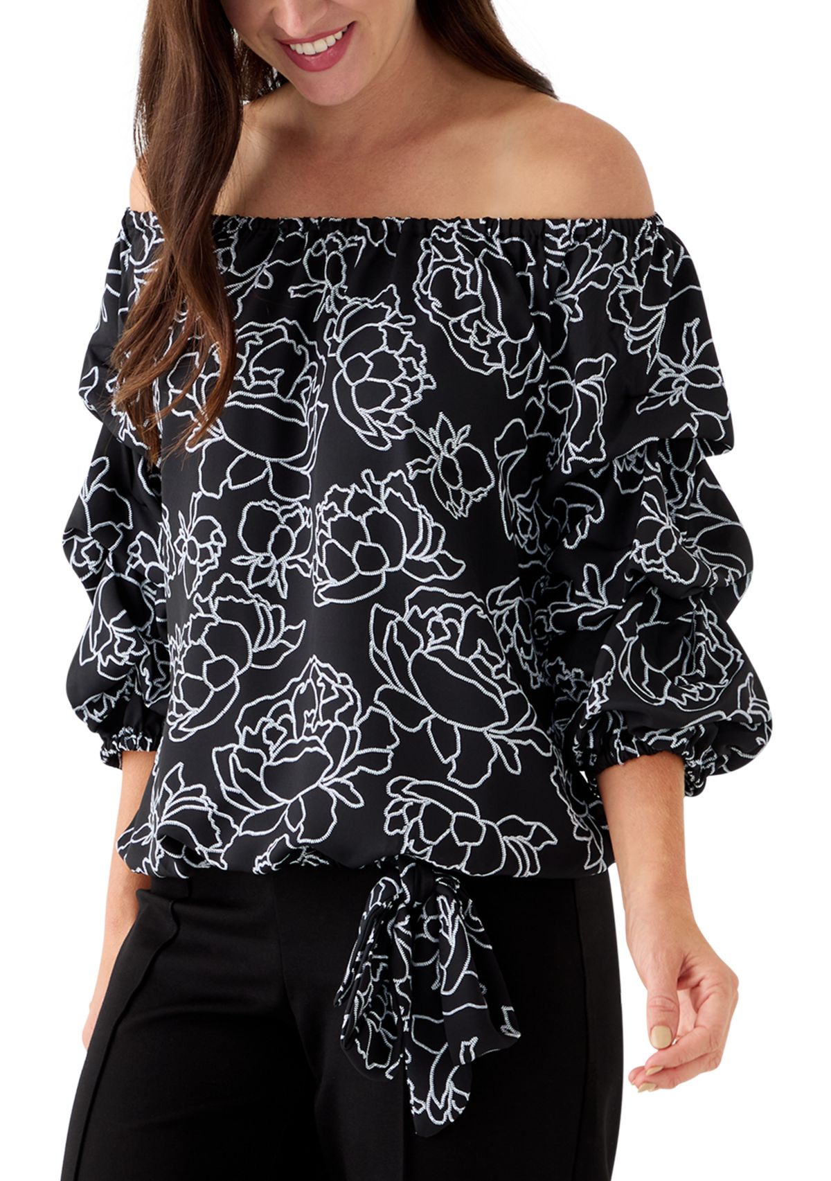 Womens Off the Shoulder Cha Cha Floral Blouse