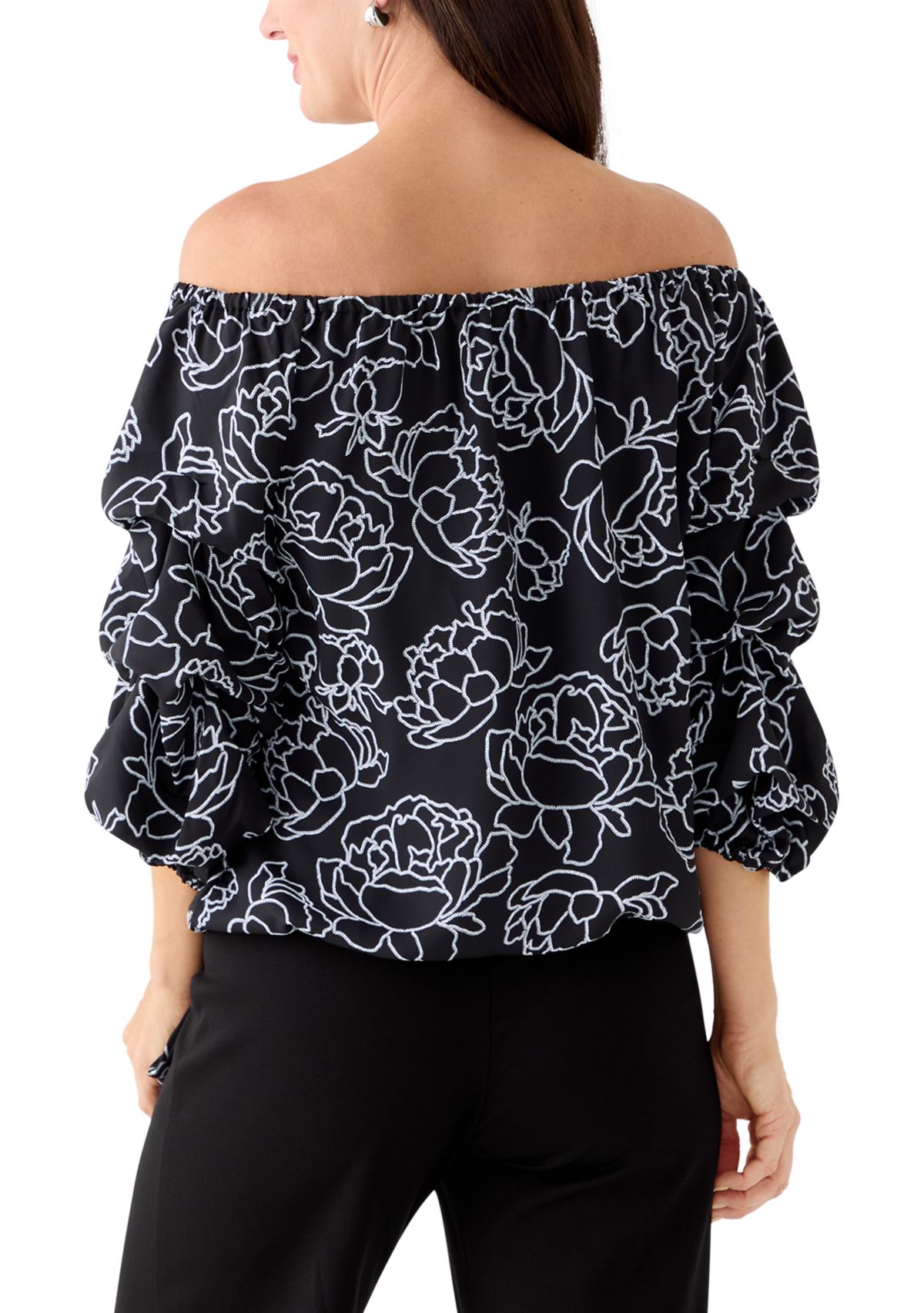 Womens Off the Shoulder Cha Cha Floral Blouse
