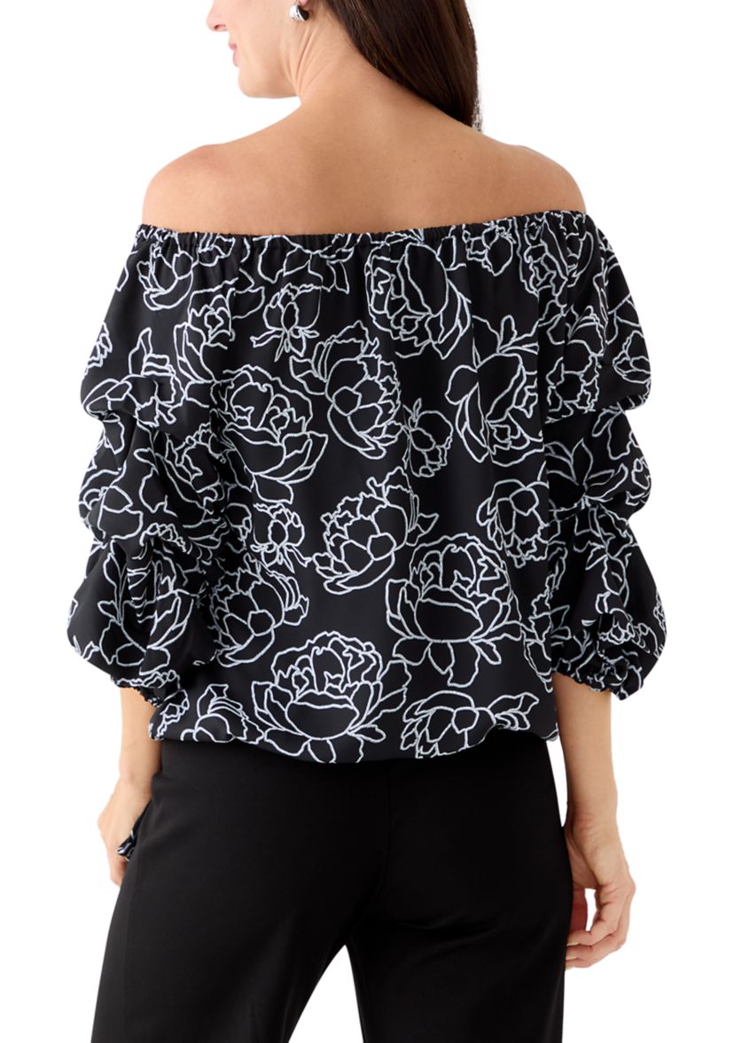 Womens Off the Shoulder Cha Cha Floral Blouse