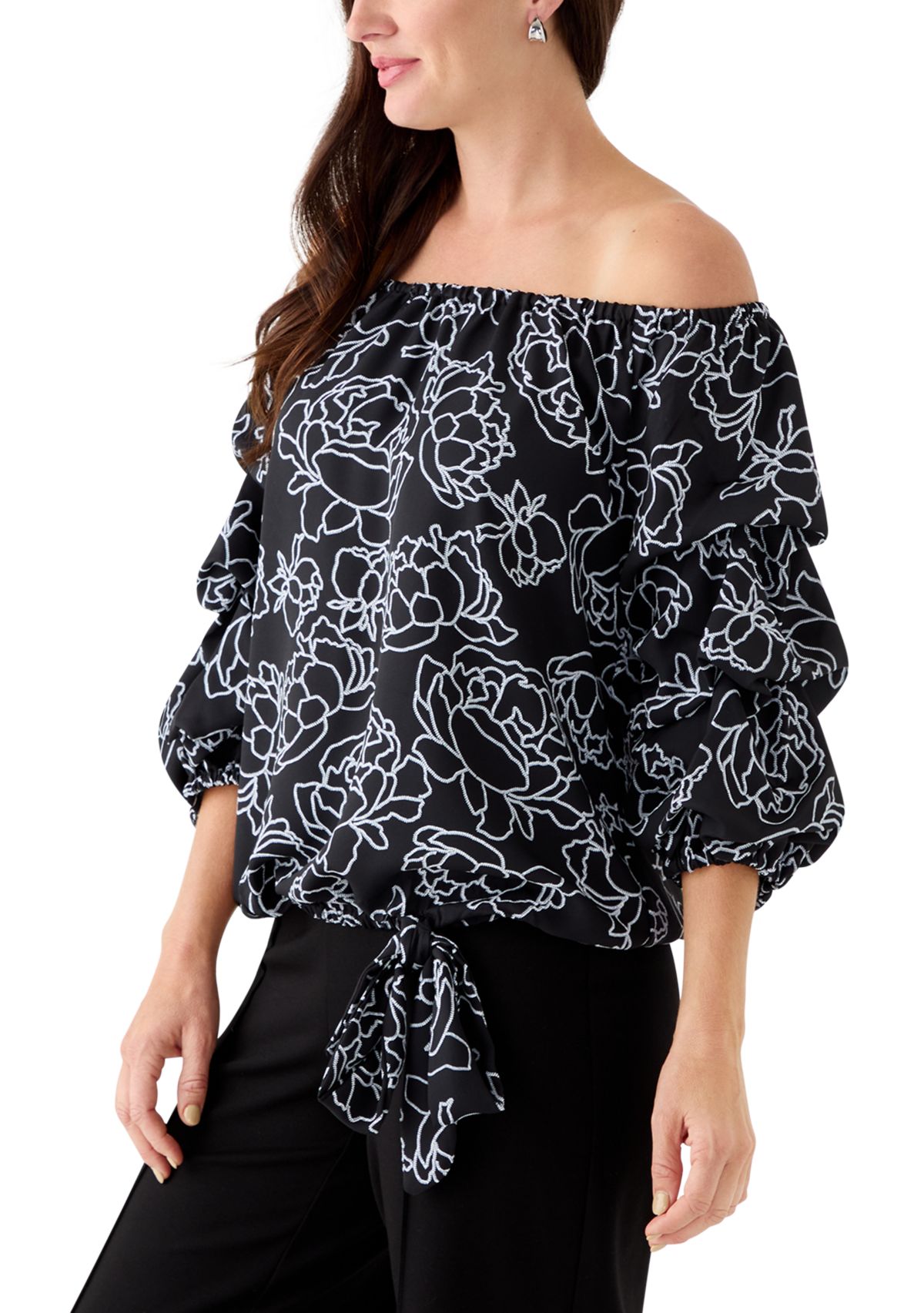 Womens Off the Shoulder Cha Cha Floral Blouse