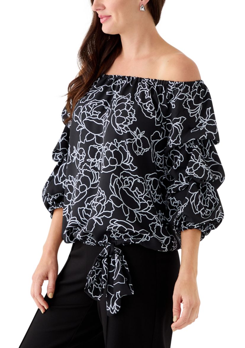 Womens Off the Shoulder Cha Cha Floral Blouse