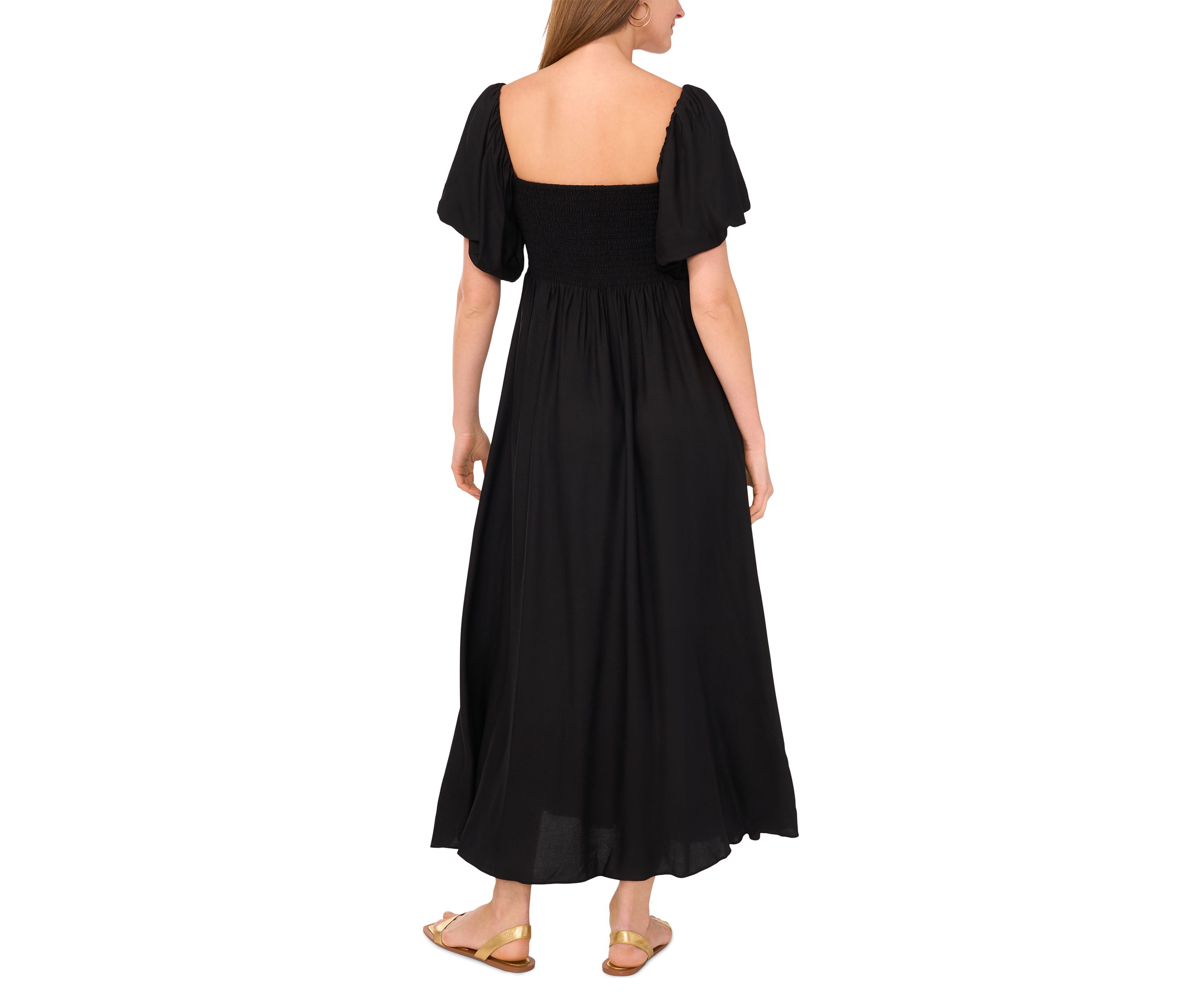 Womens Square Neck Flutter Sleeve Maxi Dress