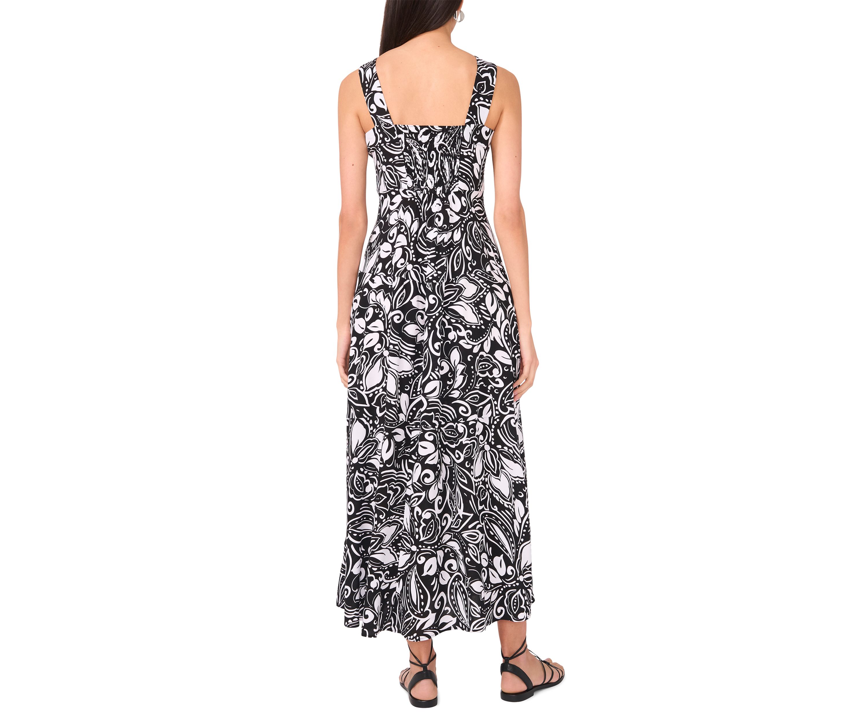 Womens Floral Square Neck Challis Dress