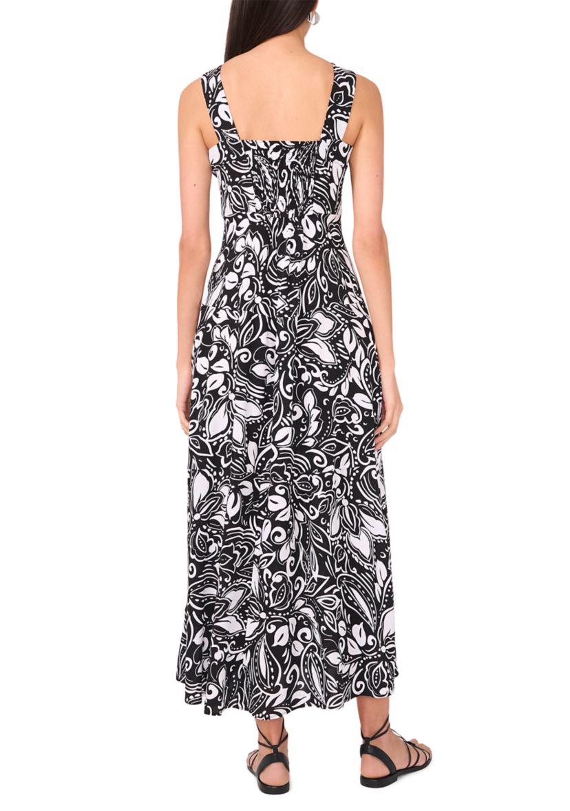 Womens Floral Square Neck Challis Dress