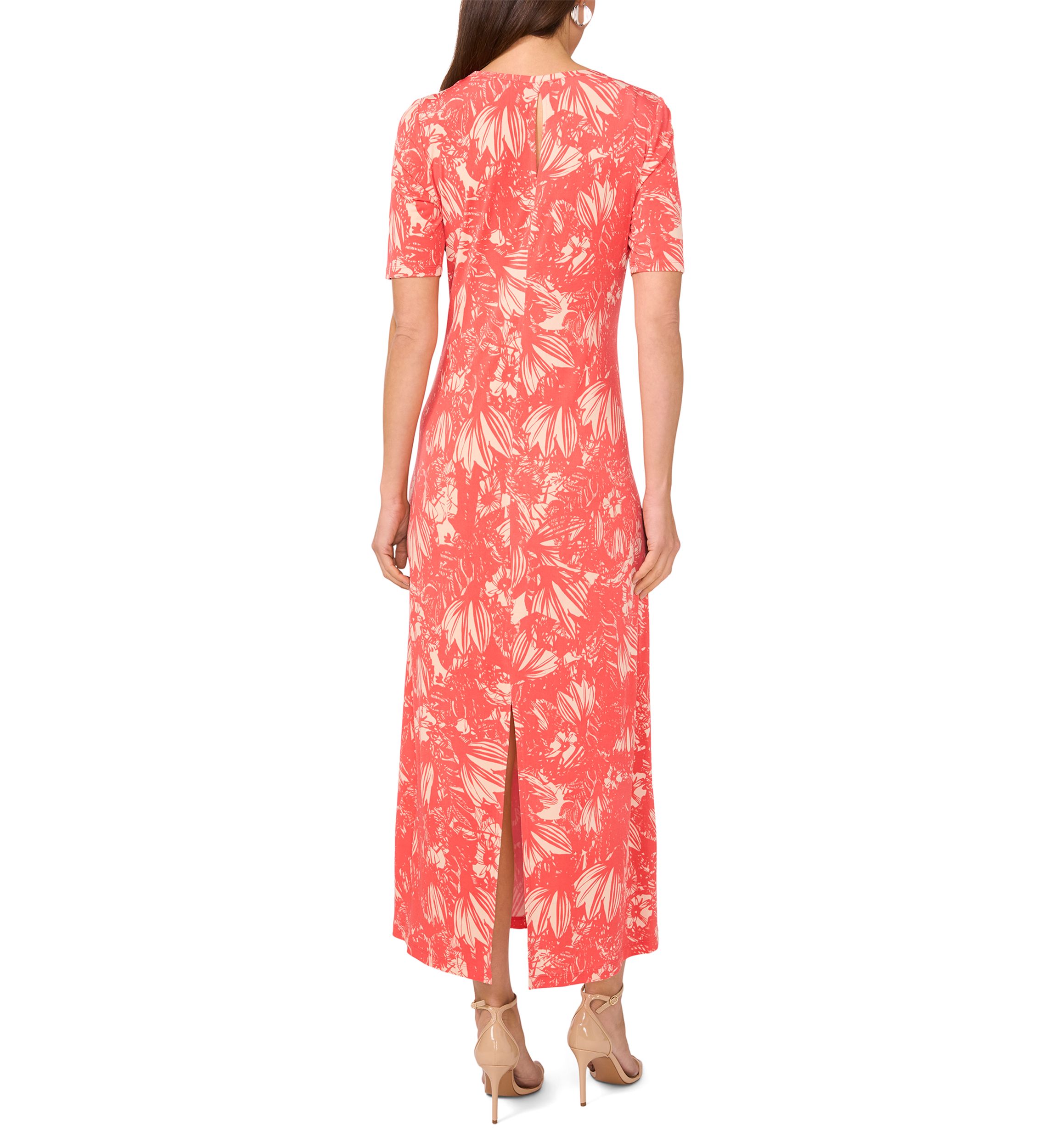 Womens Short Sleeve Floral Midi Dress
