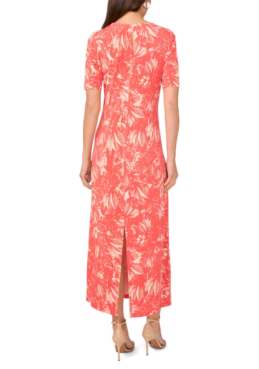 Womens Short Sleeve Floral Midi Dress