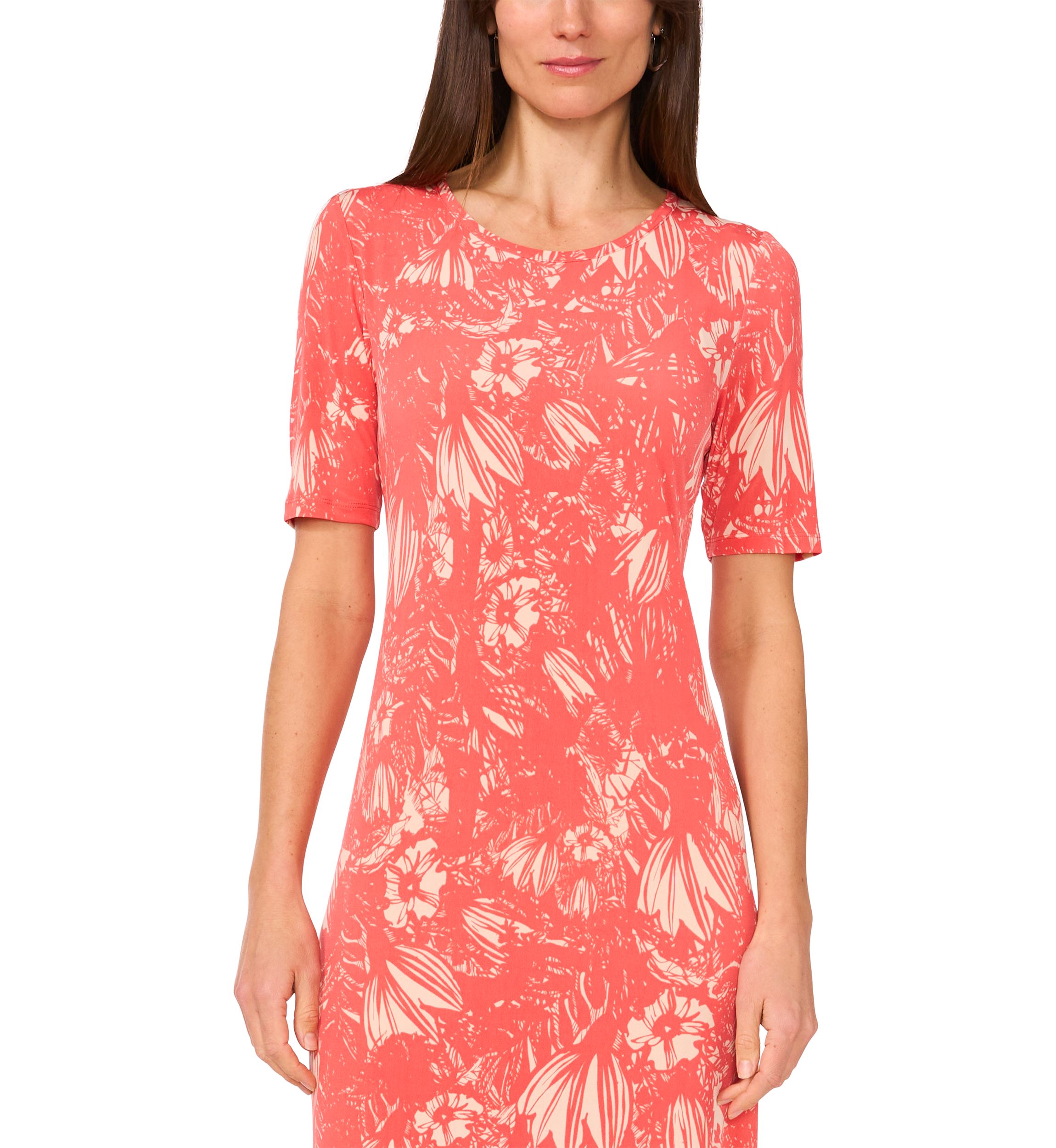 Womens Short Sleeve Floral Midi Dress