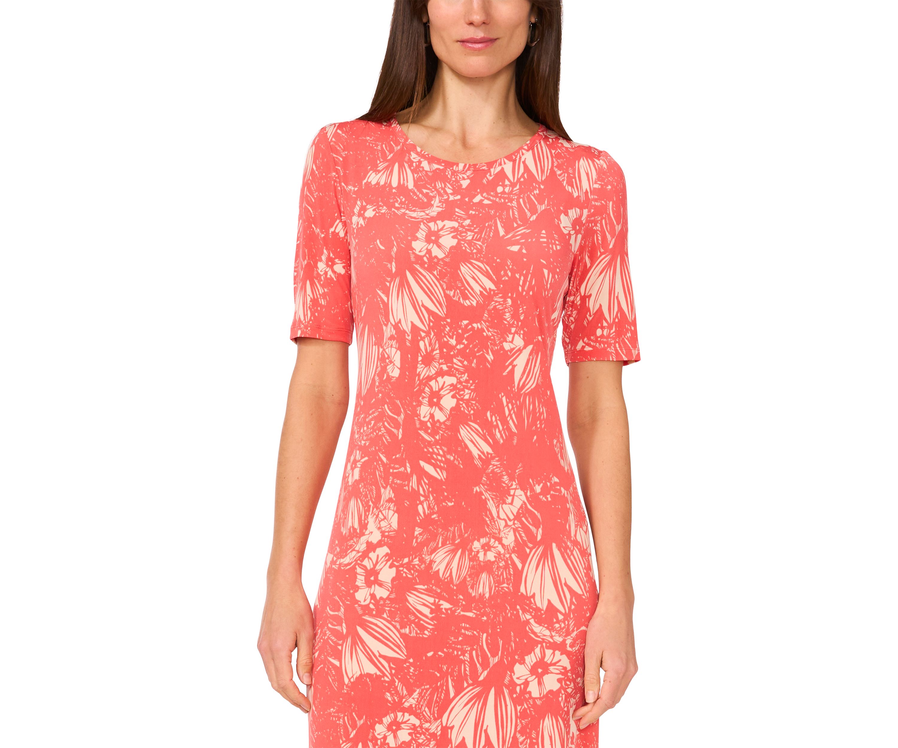 Womens Short Sleeve Floral Midi Dress