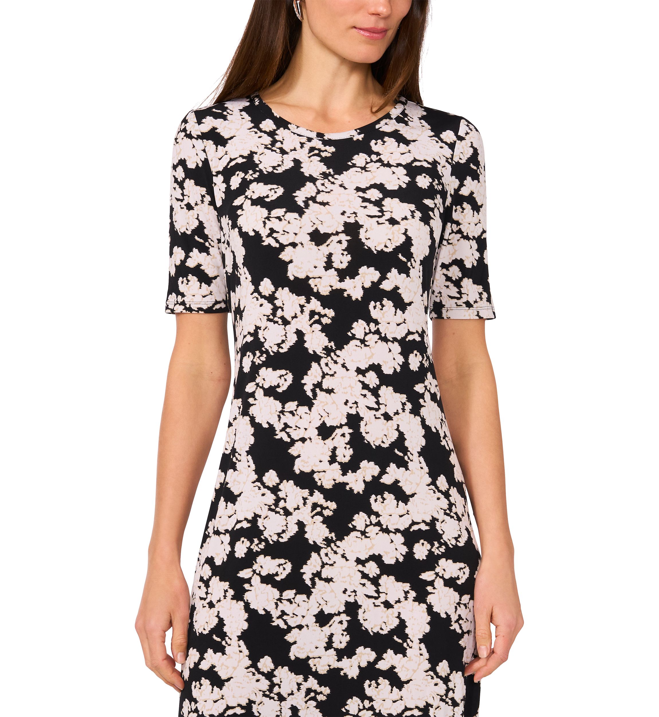 Womens Short Sleeve Floral Midi Dress