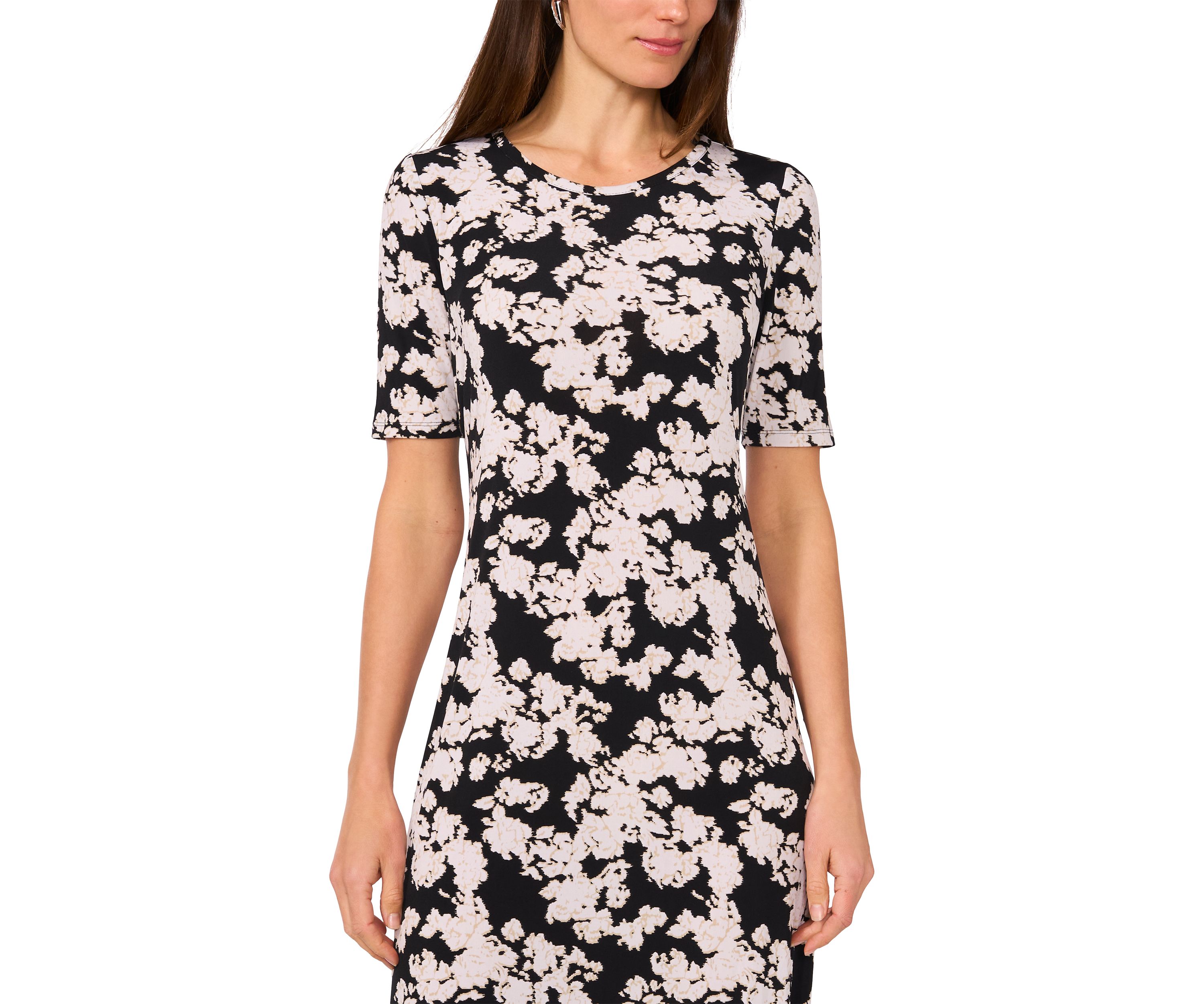 Womens Short Sleeve Floral Midi Dress