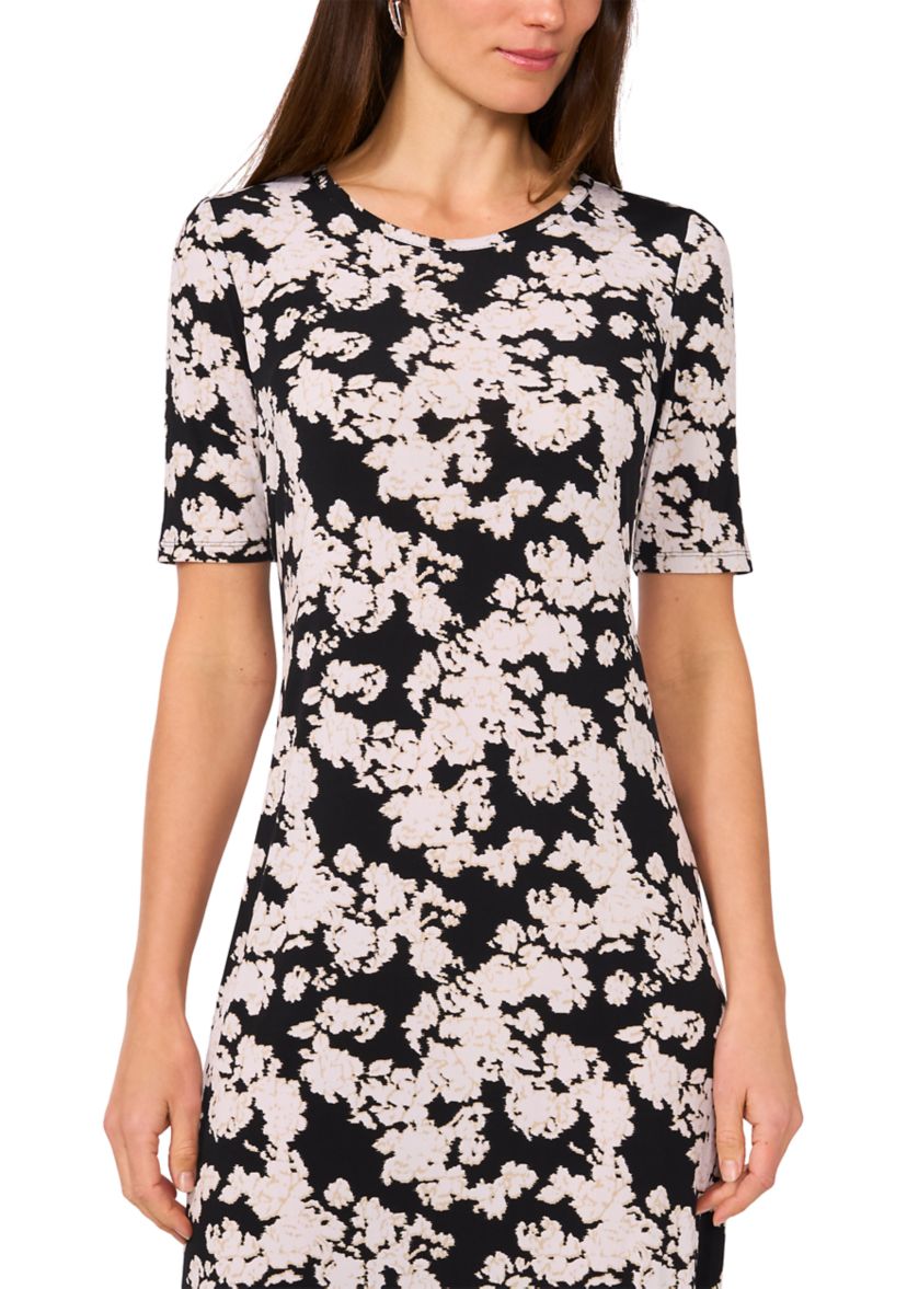 Womens Short Sleeve Floral Midi Dress