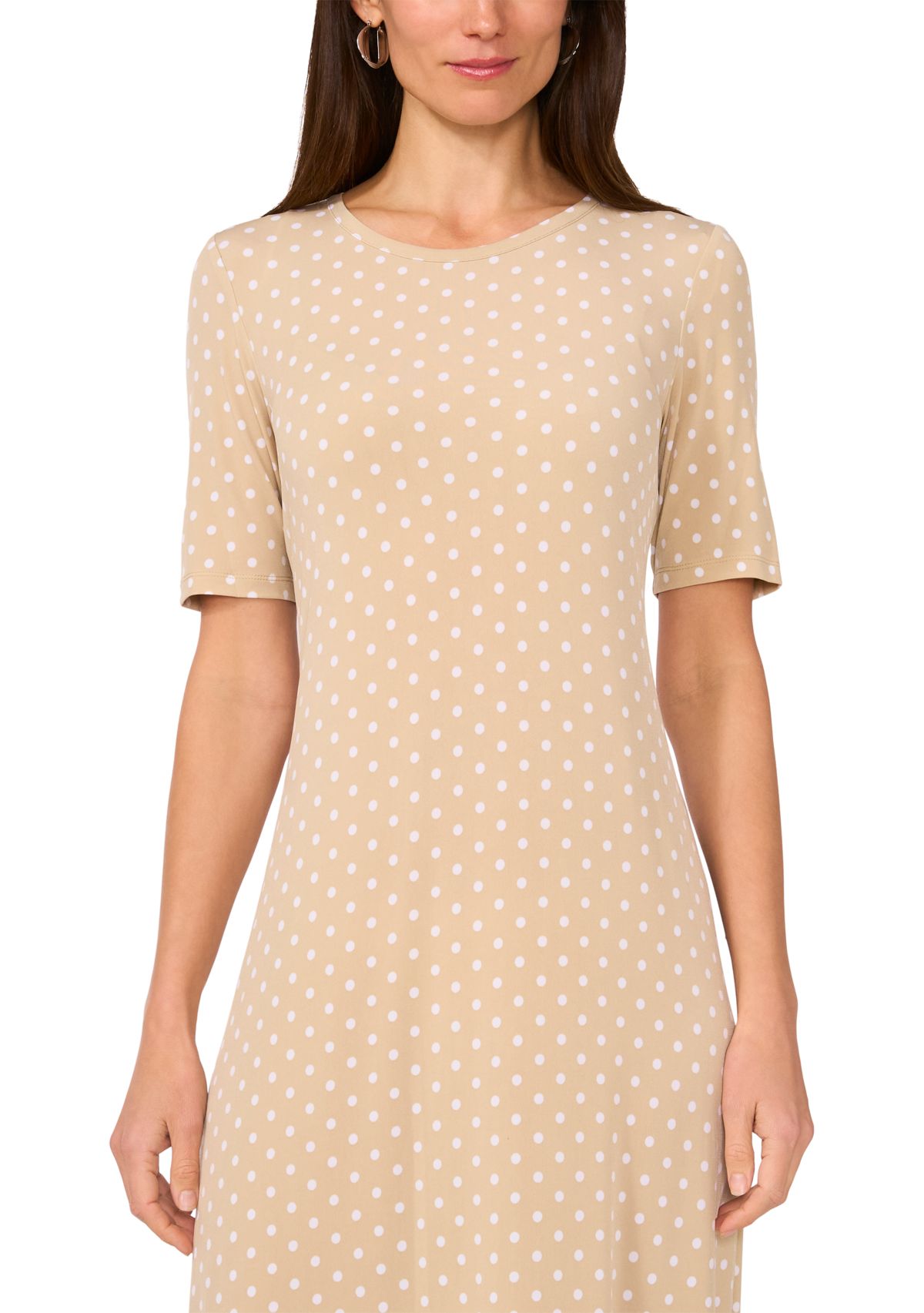 Womens Short Sleeve Dot Print Midi Dress