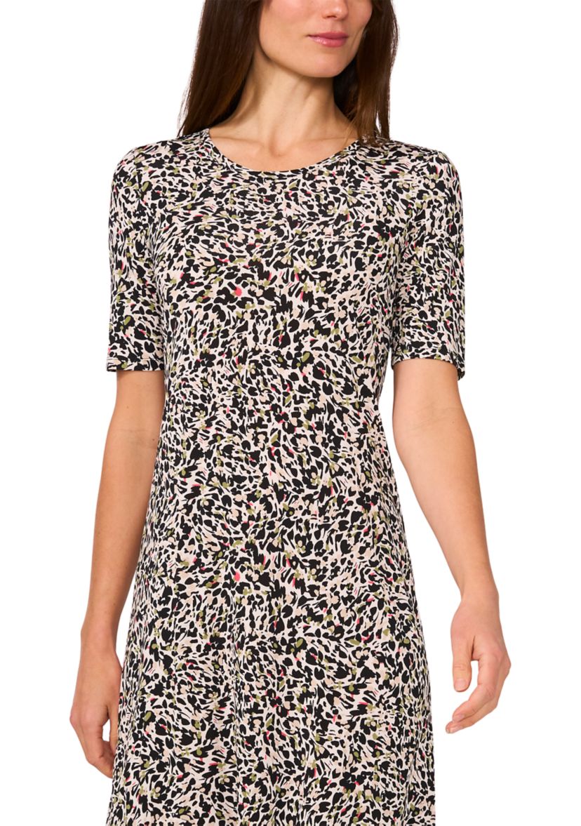 Womens Short Sleeve Animal Print Midi Dress