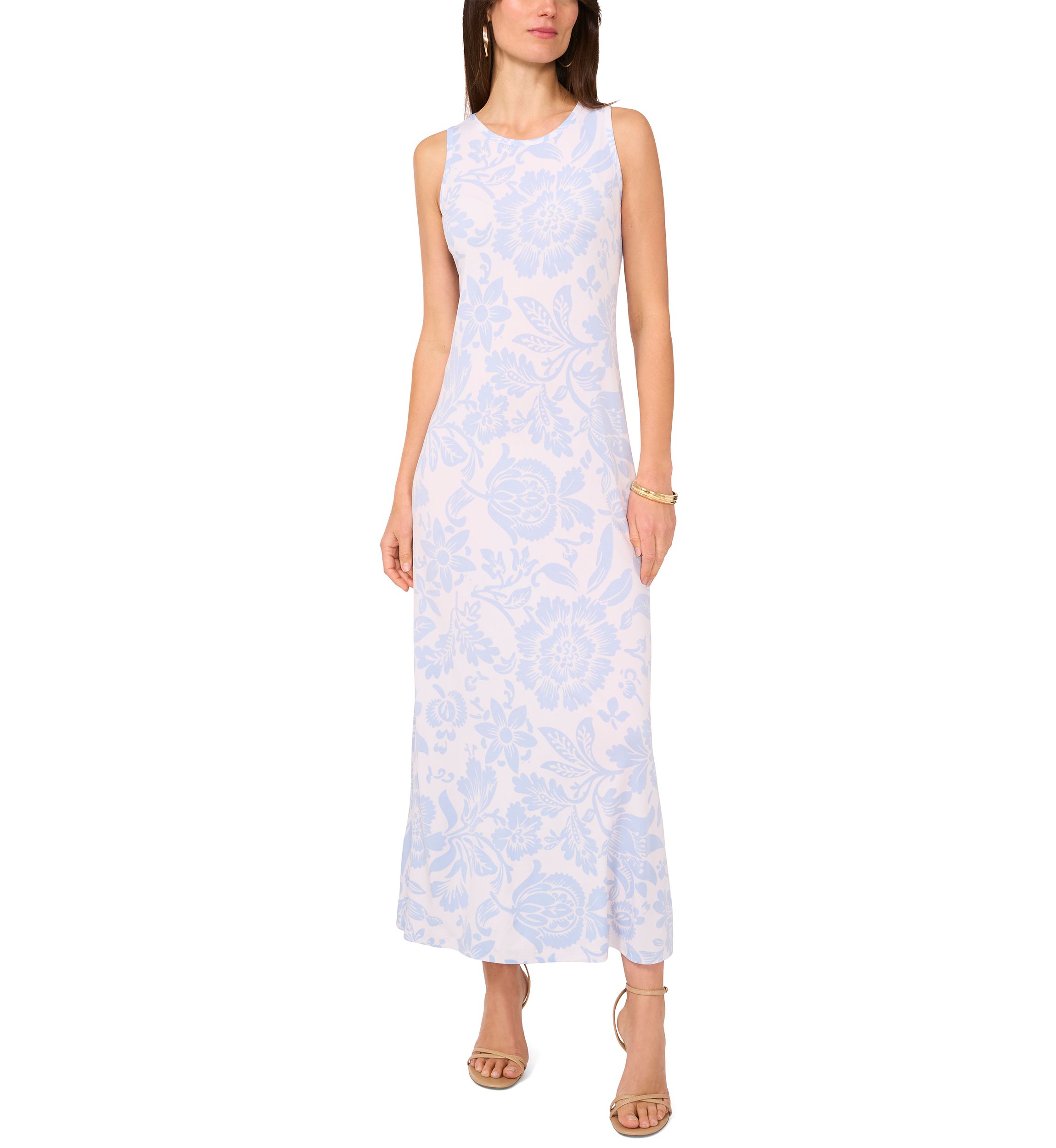 Womens Sleeveless Floral Maxi Dress