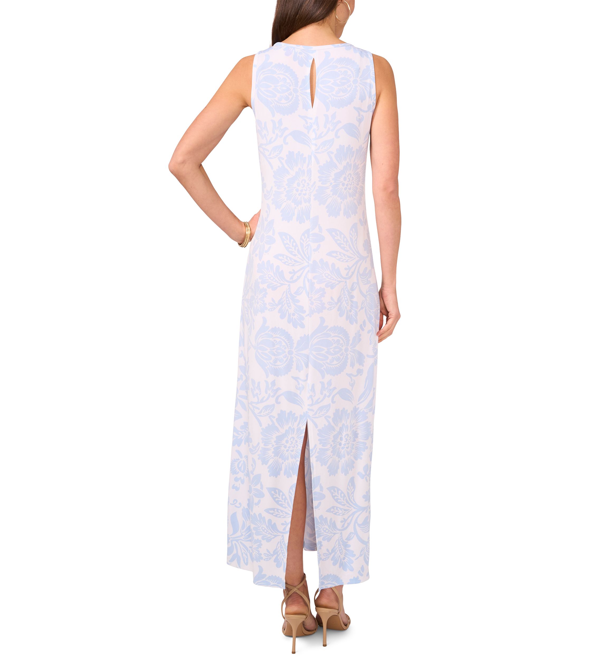 Womens Sleeveless Floral Maxi Dress