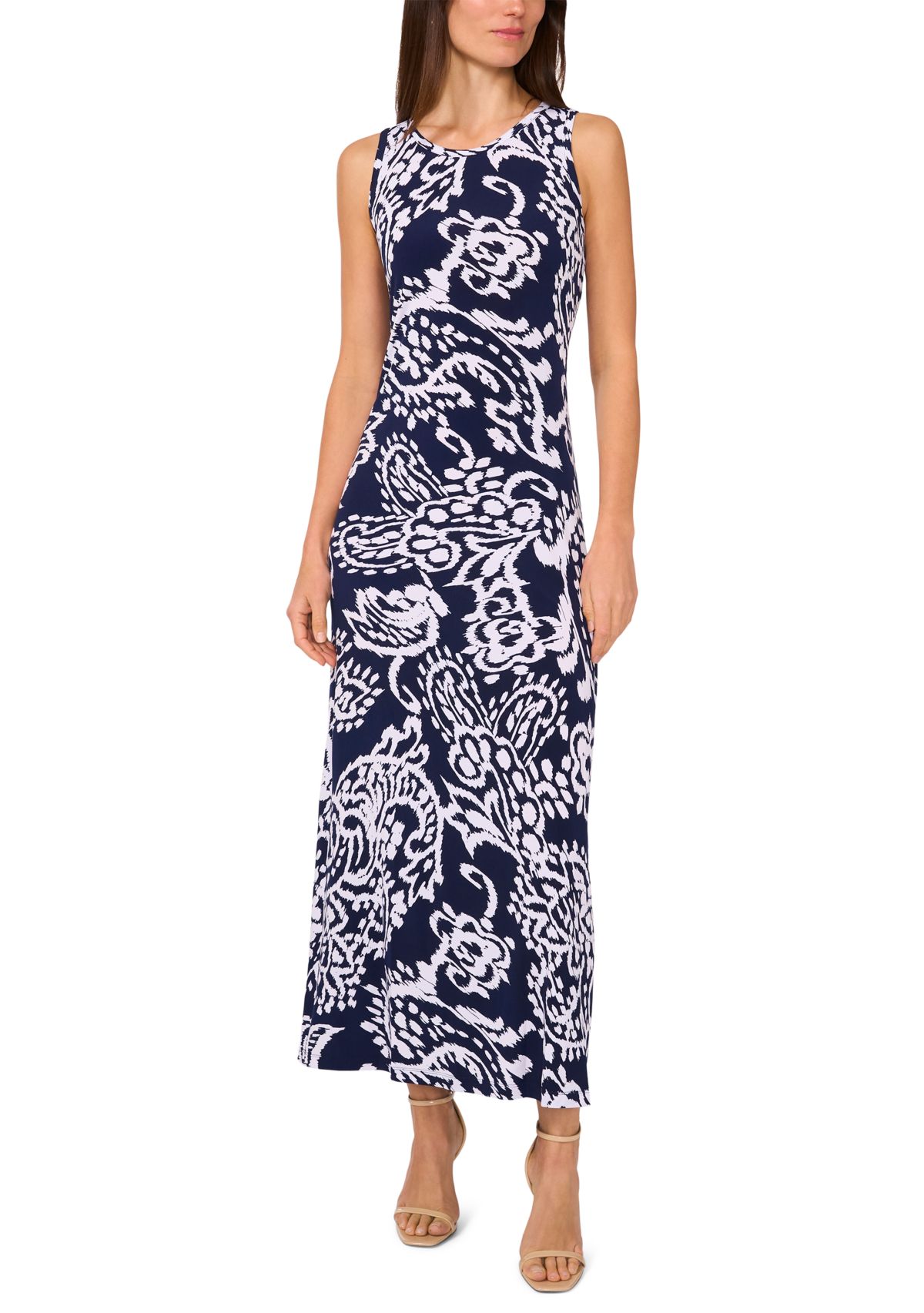 	  Womens Sleeveless Paisley Maxi Dress 