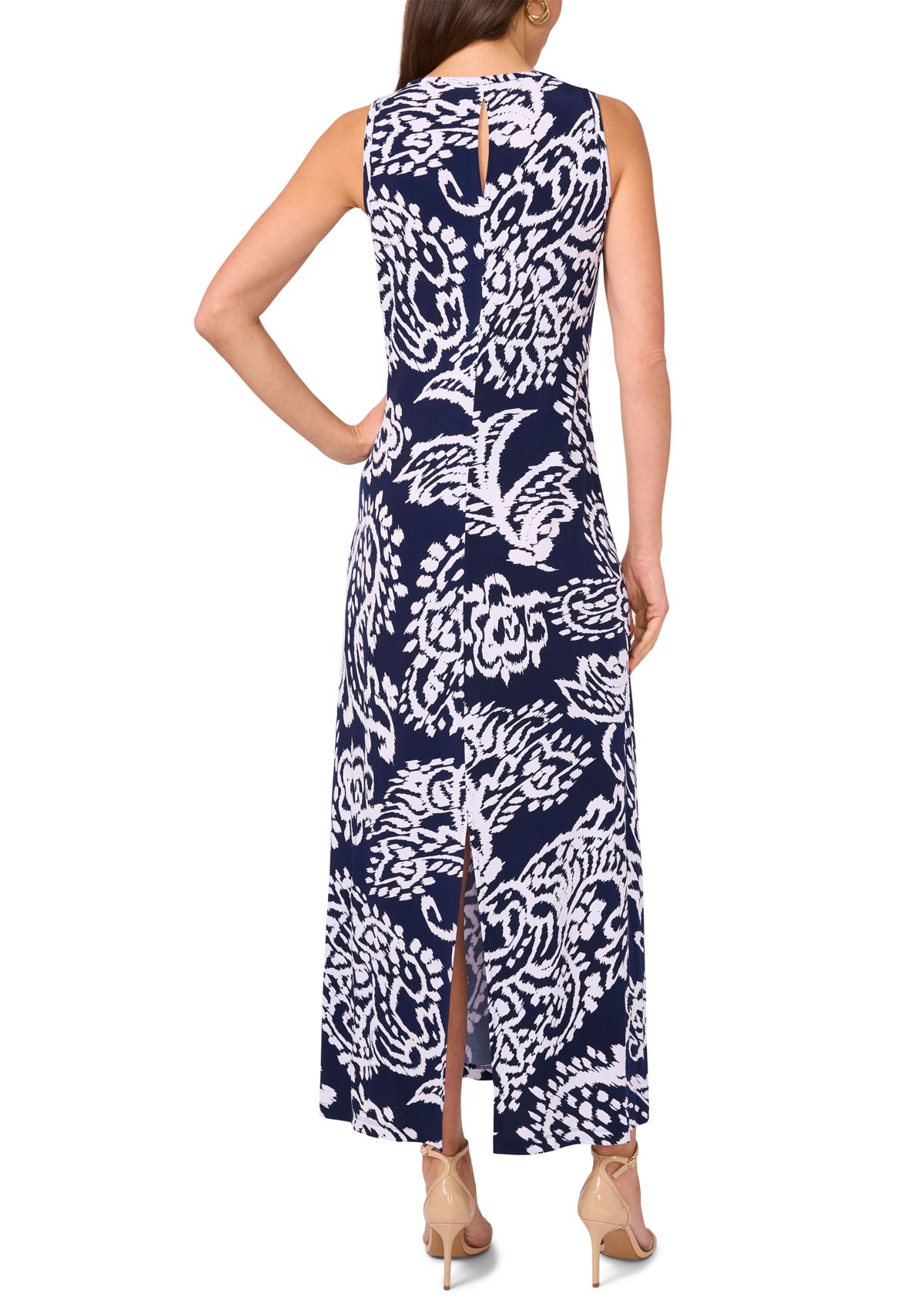 	  Womens Sleeveless Paisley Maxi Dress 