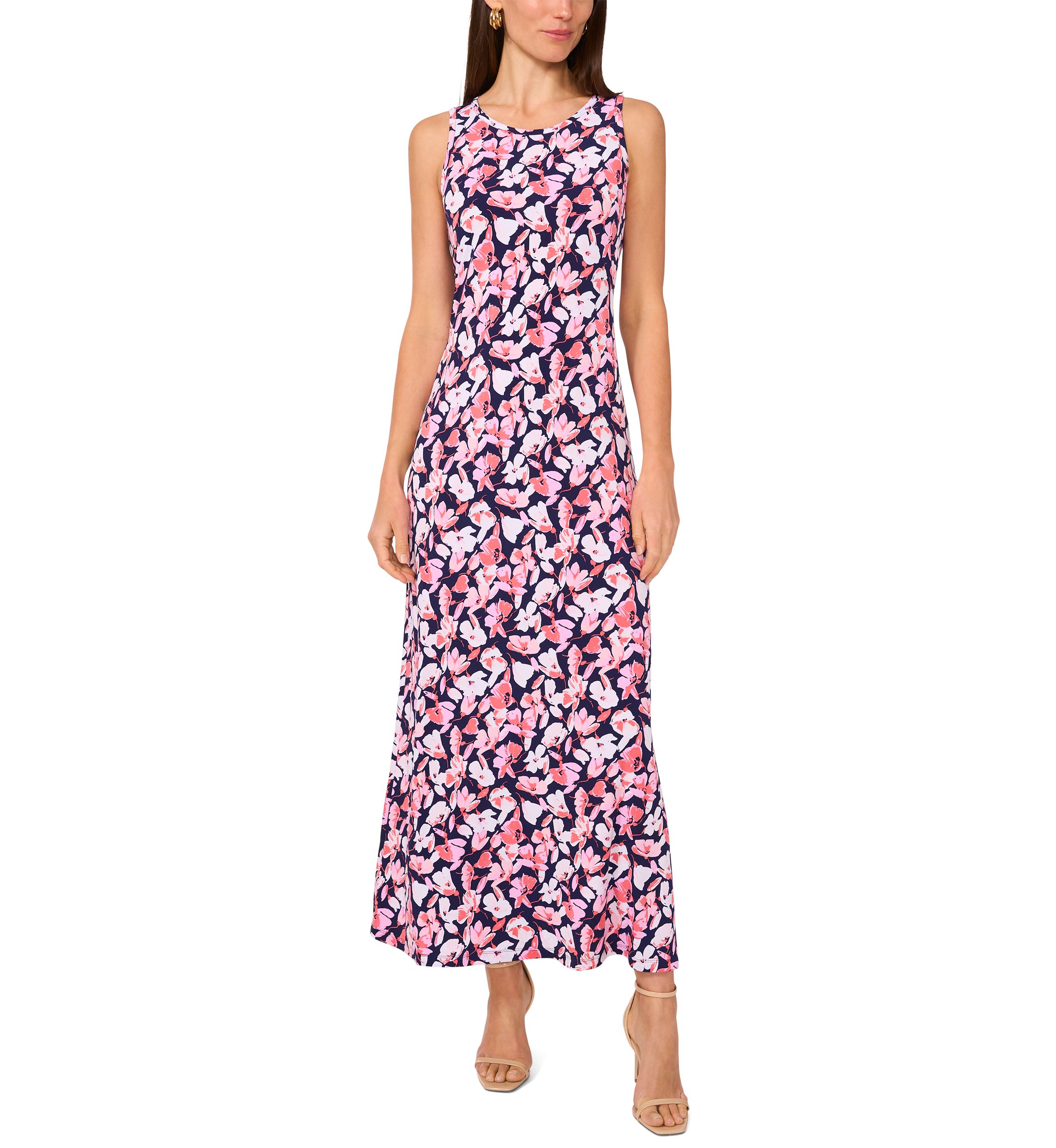Womens Sleeveless Floral Printed Dress