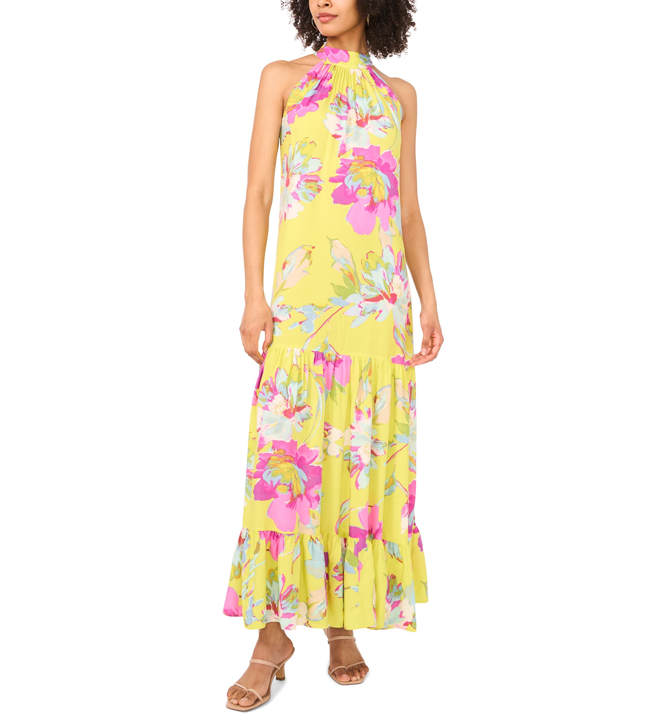 Womens Floral Halter Dress