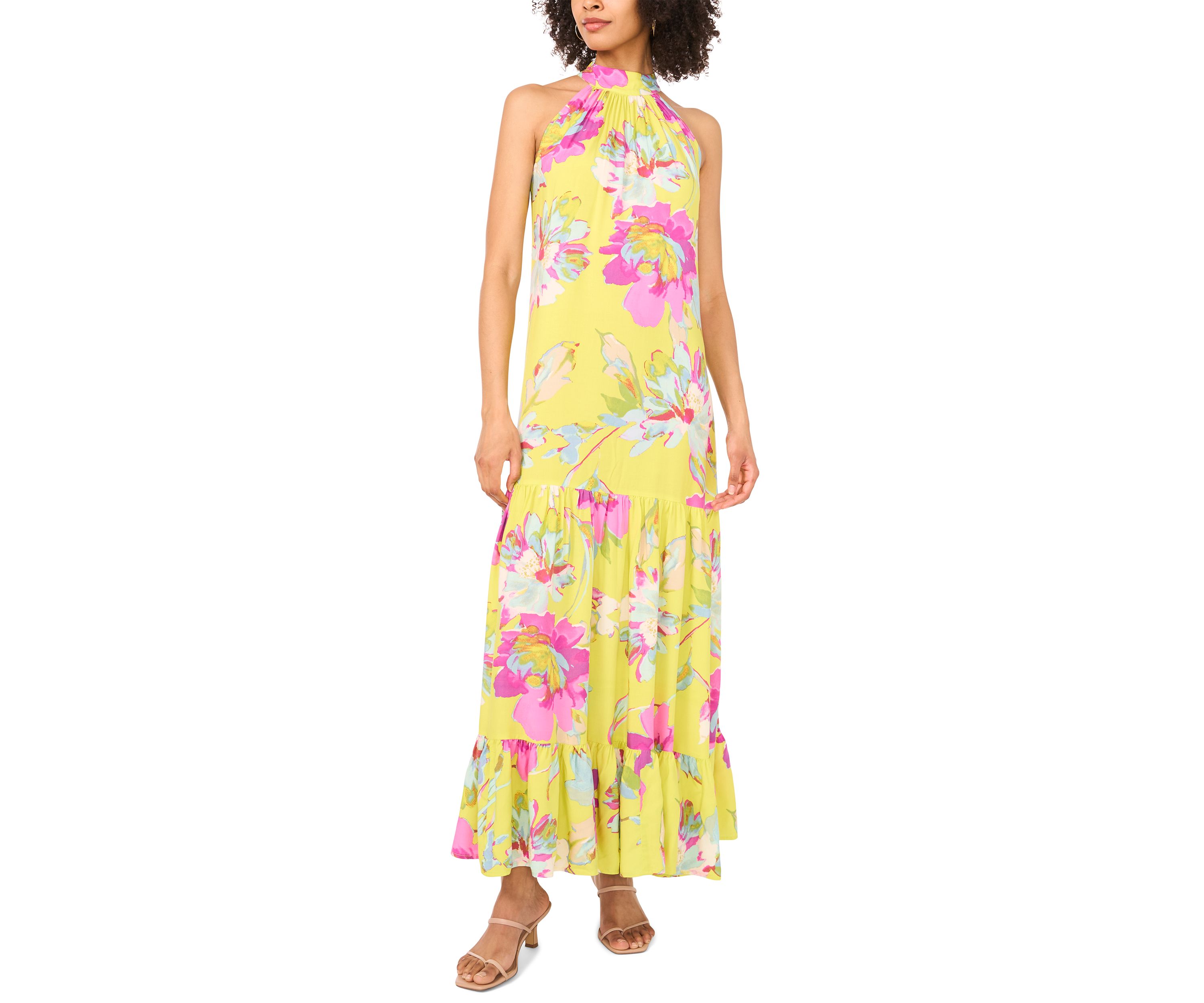 Womens Floral Halter Dress