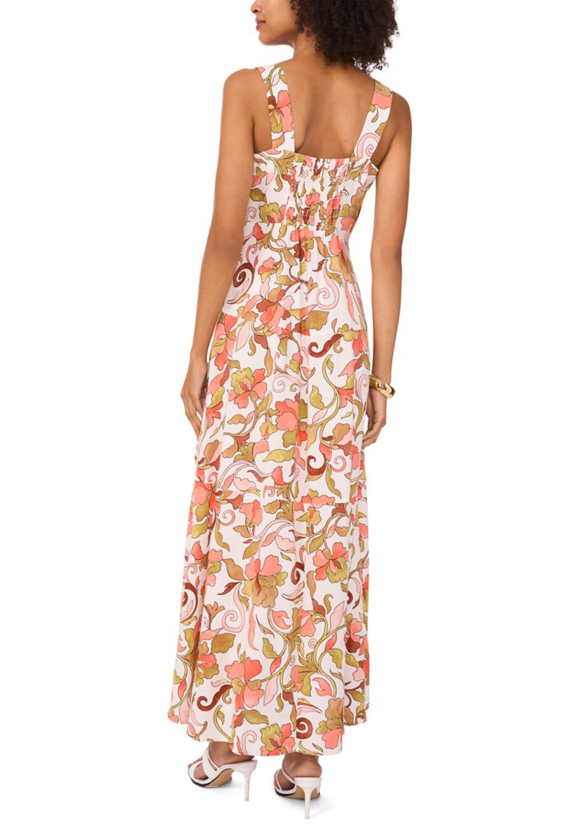 Womens Floral Square Neck Challis Dress