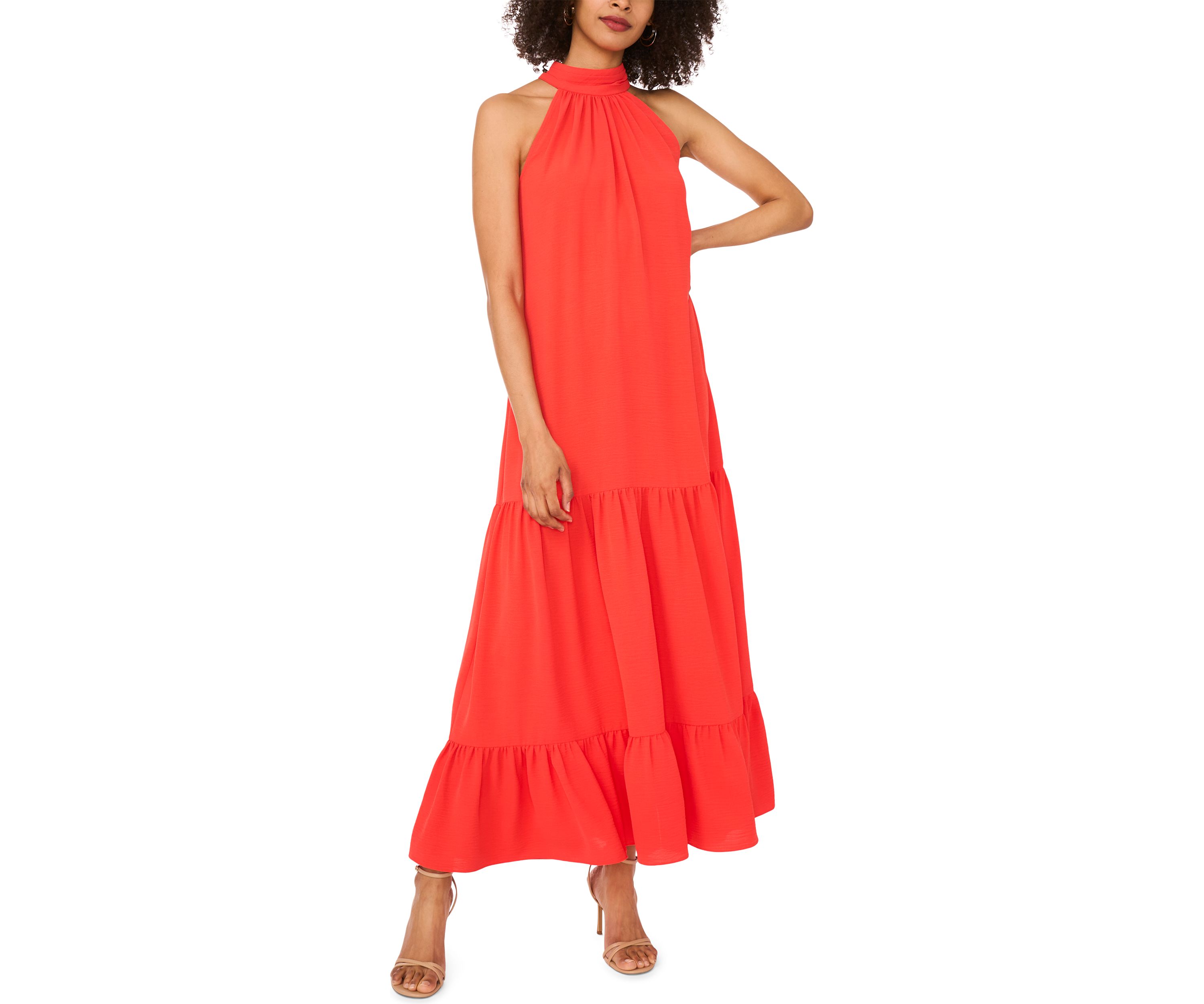 Womens Halter Neck Challis Dress