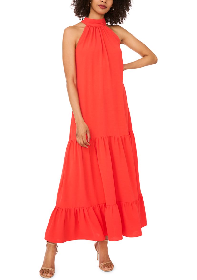 Womens Halter Neck Challis Dress