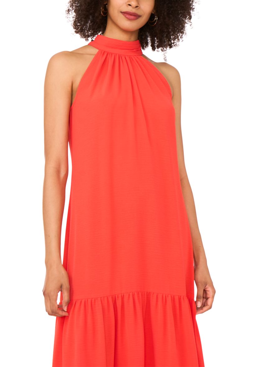 Womens Halter Neck Challis Dress