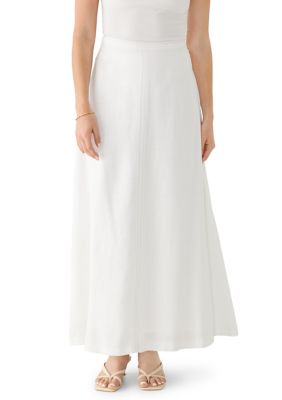 Vince Camuto Women's Contra Seam A-Line Maxi Skirt, White, Medium