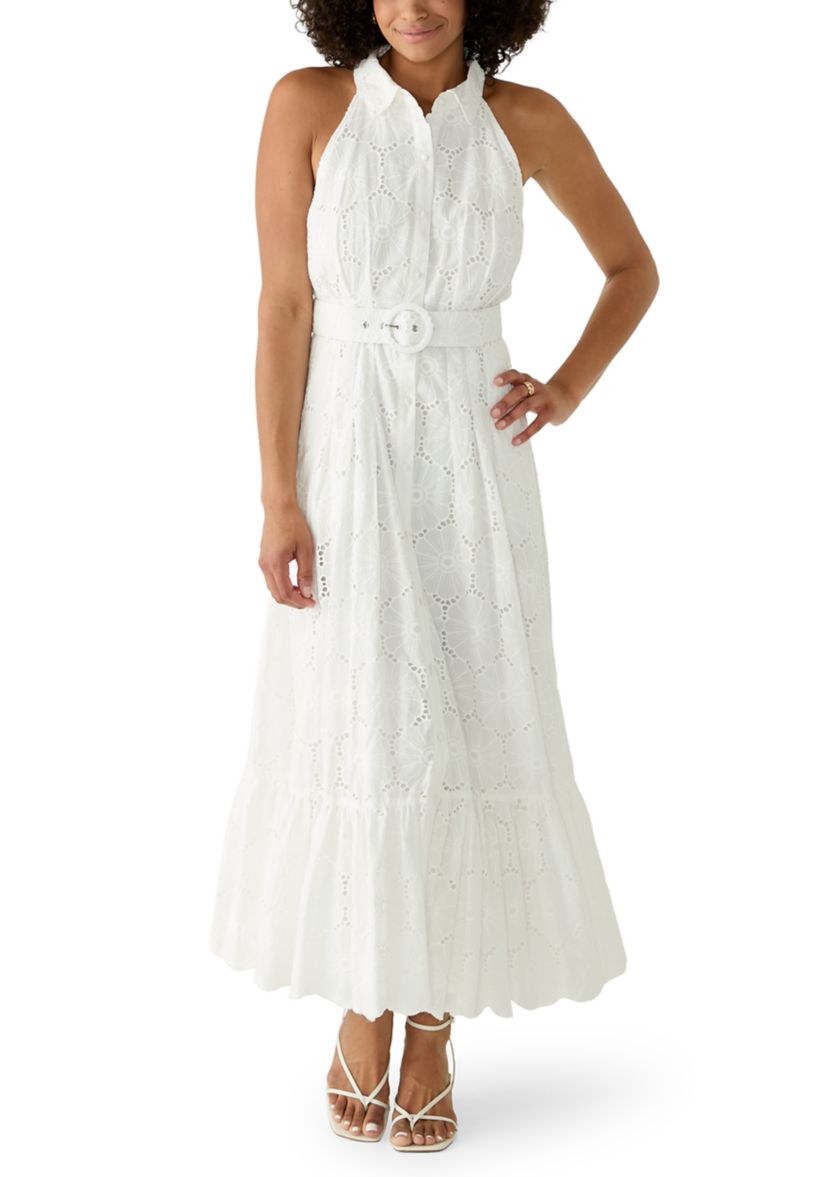 vince white dress Wilted Peony Pleated Vince dress in textured viscose VINCE - Linen Drape Neck
