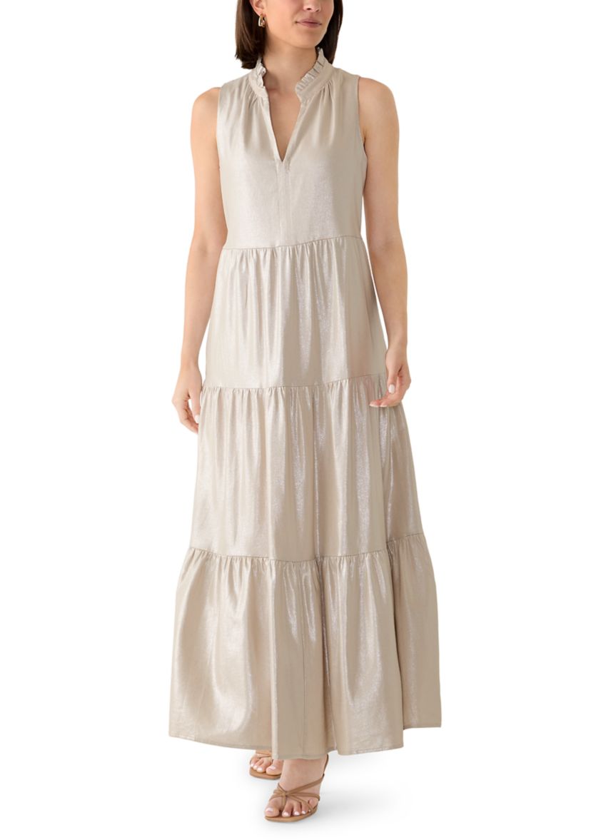 Vince Camuto Women's Sleeveless Split Neck Metallic Linen Dress | Belk