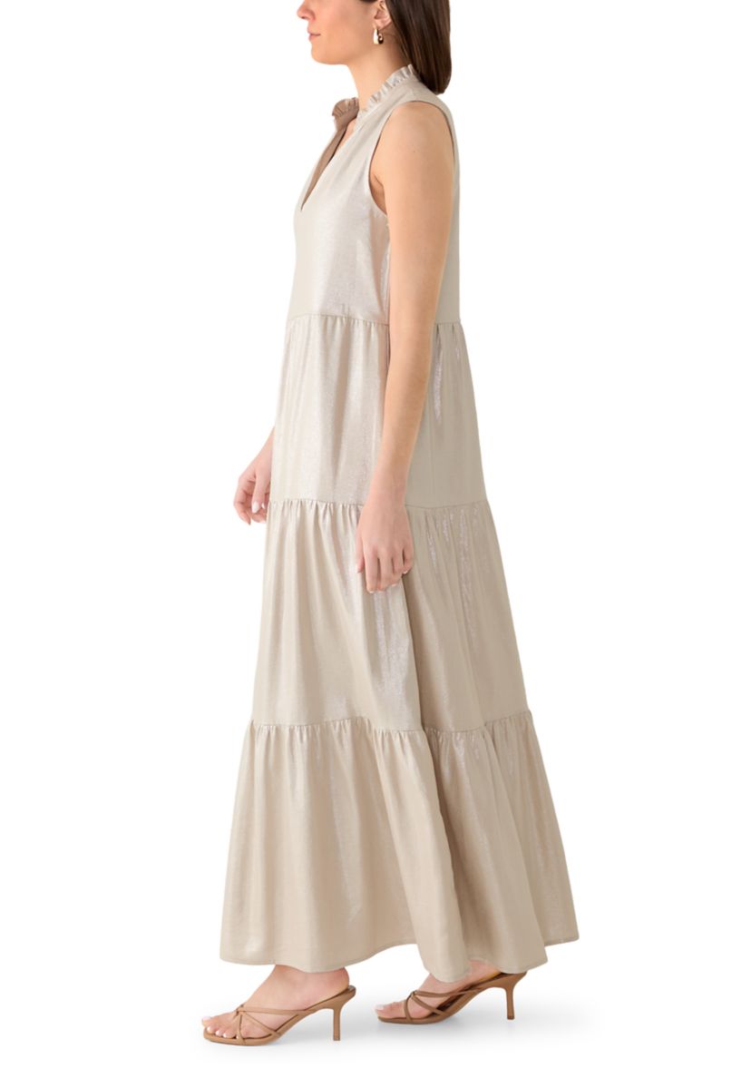 Vince Camuto Women's Sleeveless Split Neck Metallic Linen Dress | Belk