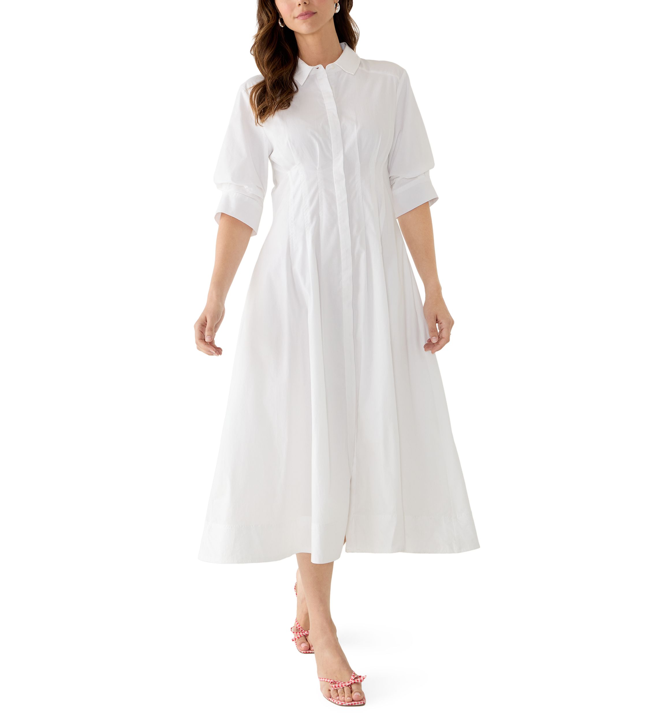 knee length dresses for ladies The Berkeley Embroidered Temple Dress in White S / Regular main image 0