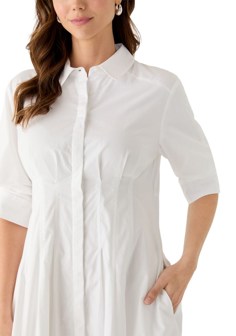 slim fit dress slacks Sleeveless Fit-and-Flare Shirt Dress – Luxeire main image 0