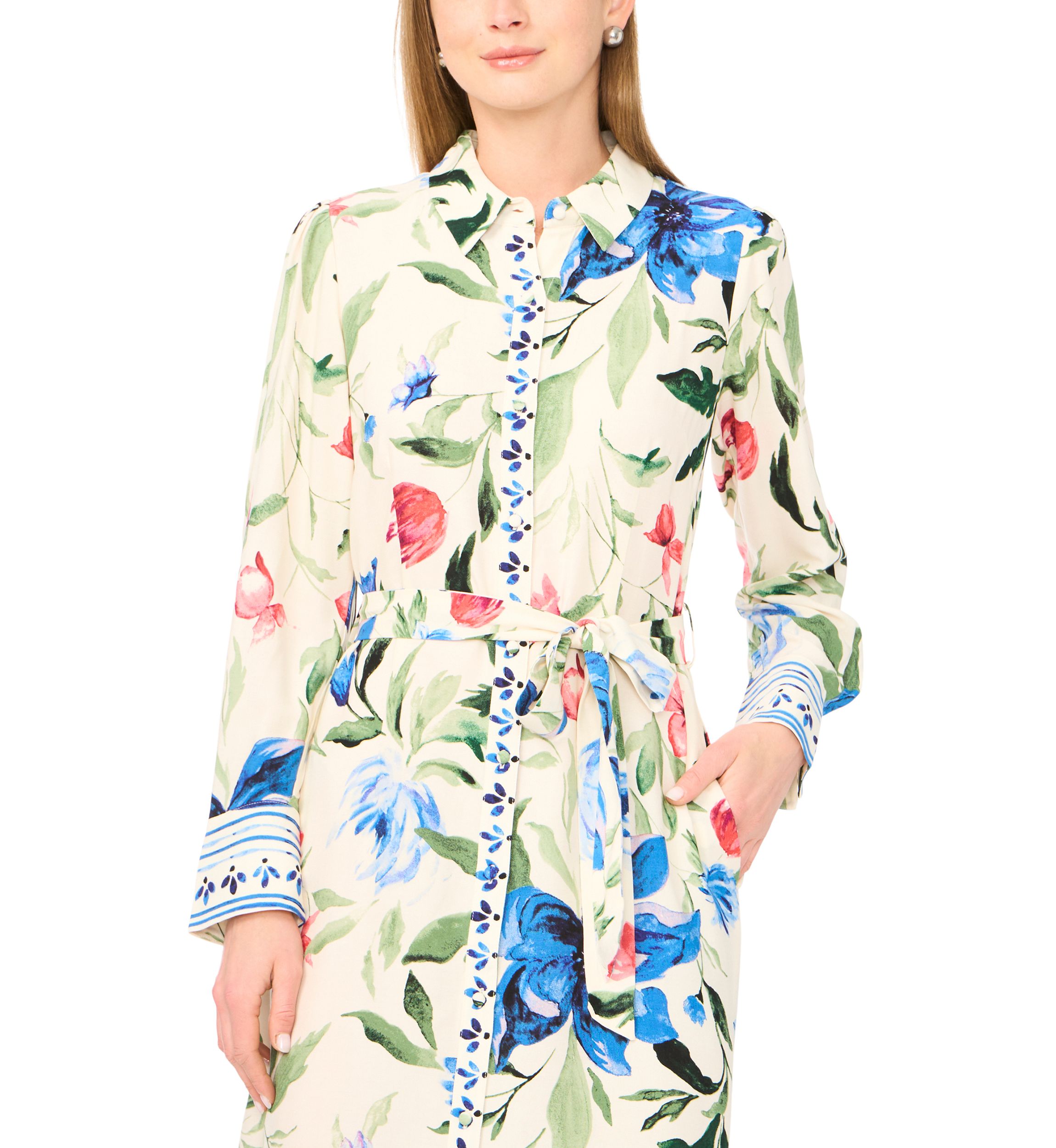 define long-sleeve dress luon Luanna | ECRU Satin Long-Sleeve Midi Dress With Draped Skirt And Embellished Cuffs