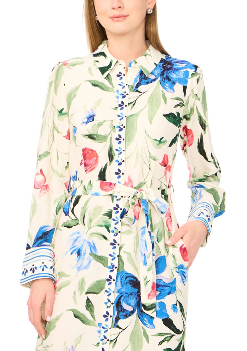 Vince Camuto Women's Roll Sleeve Tie Waist Shirt Dress | Belk