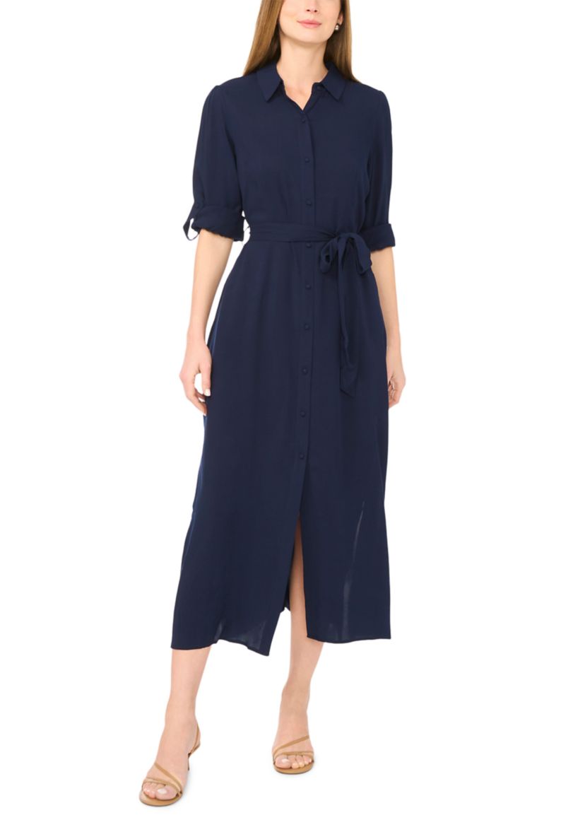 Vince Camuto Women's Roll Sleeve Tie Waist Shirt Dress | Belk