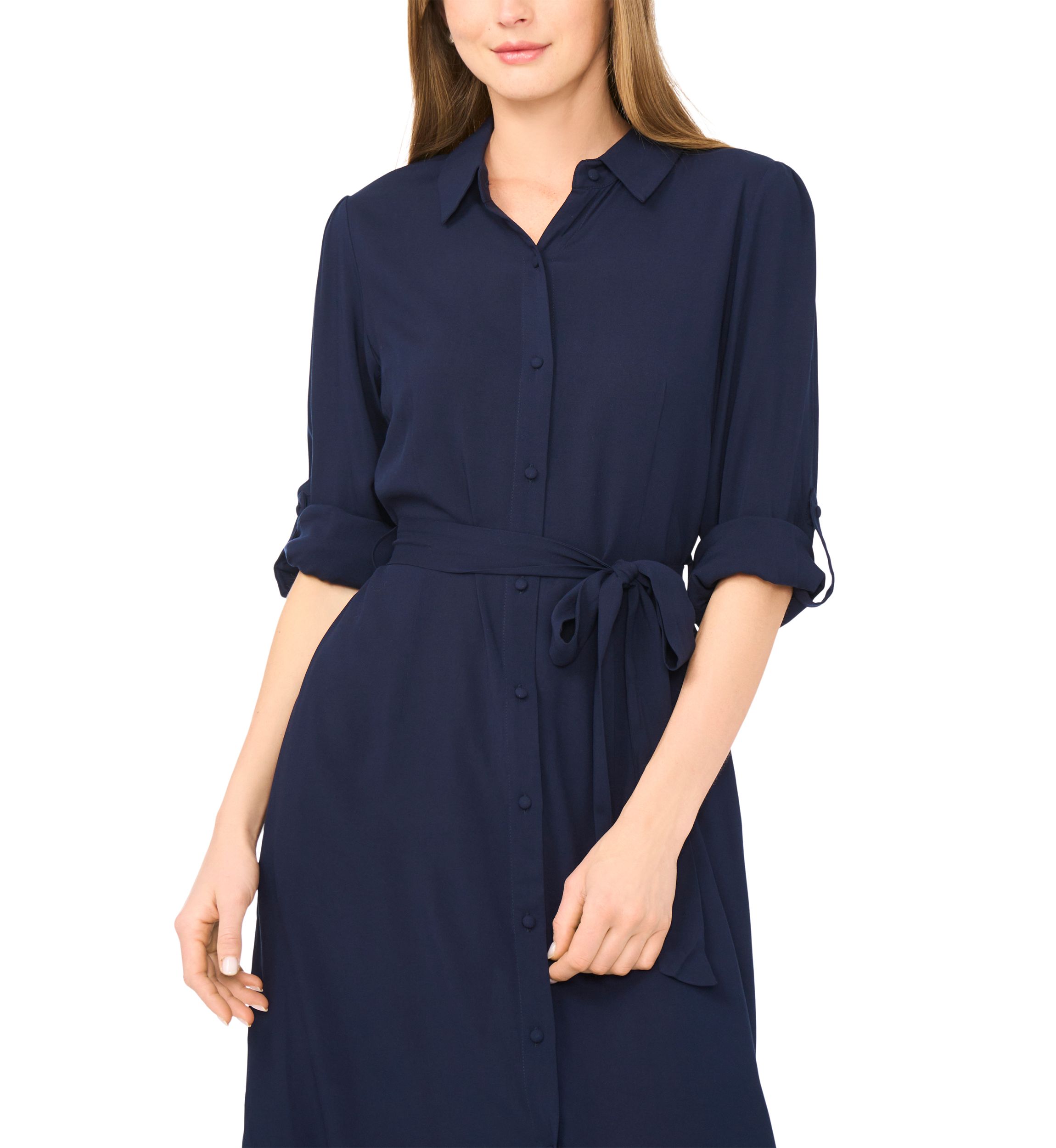 Vince Camuto Women's Roll Sleeve Tie Waist Shirt Dress | Belk